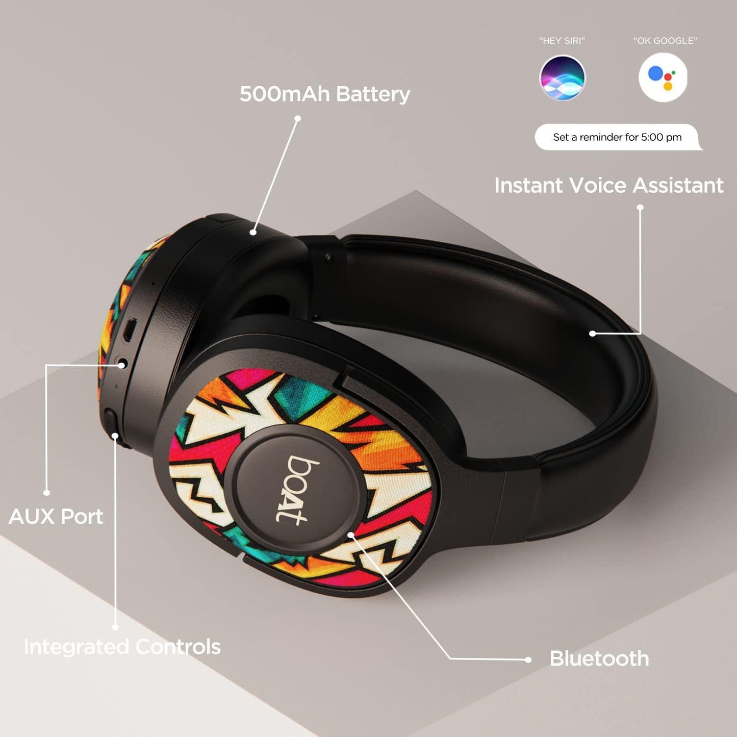 boAt Rockerz 551ANC Hybrid Active Noise Cancellation Headphones with Up to 100H Playtime, ASAP™ Charge, Ambient Sound Mode &Dual EQ Modes, ENx™ Technology(Stellar Black) - Nalanda Enterprises