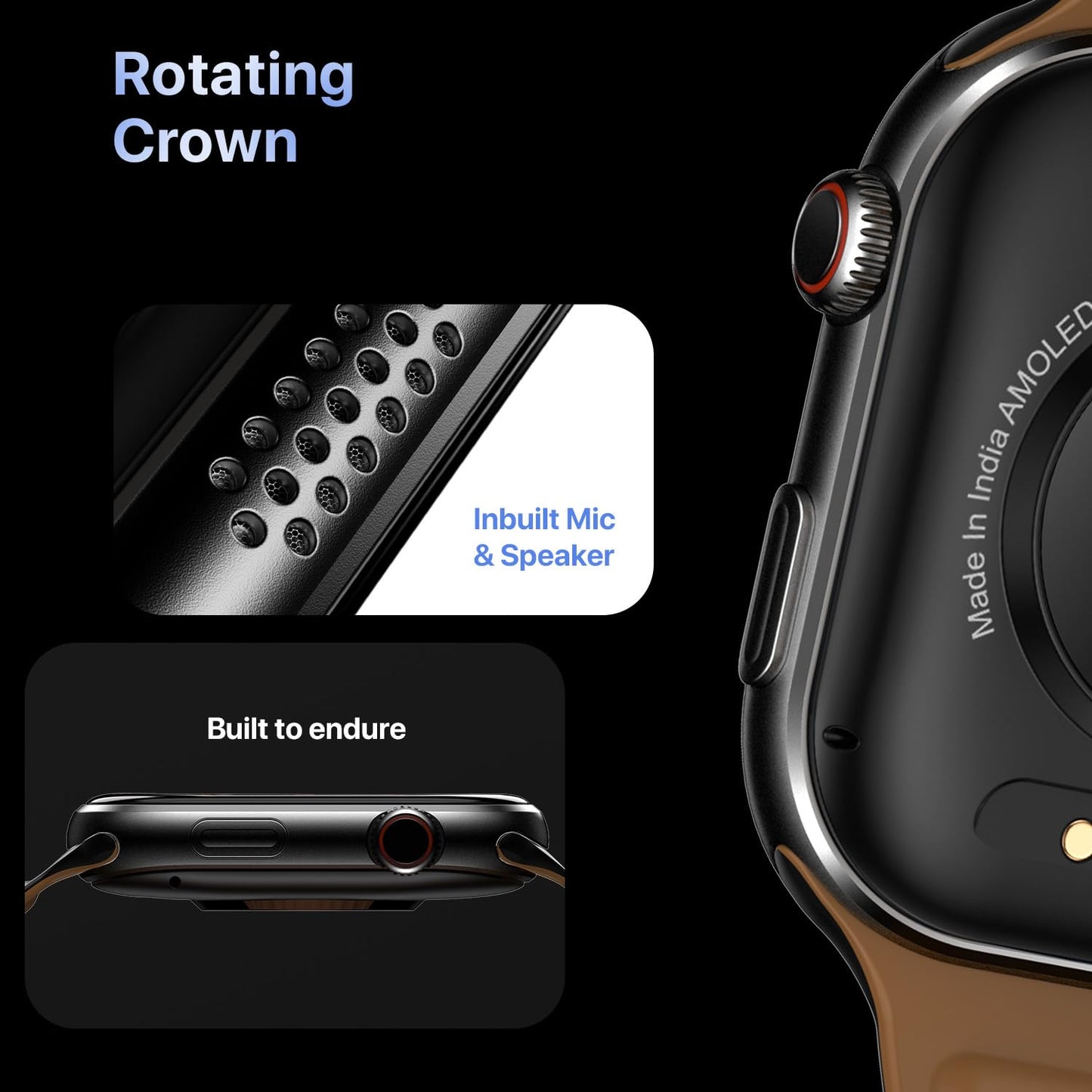 Fire-Boltt Brillia Pro Smart Watch with 51.3mm (2.02 inch) AMOLED Display, Bluetooth Calling, SpO2, Heart Rate Monitoring, 120+ Sports Modes, IP67 Waterproof, Long Battery Life (Black Wave)