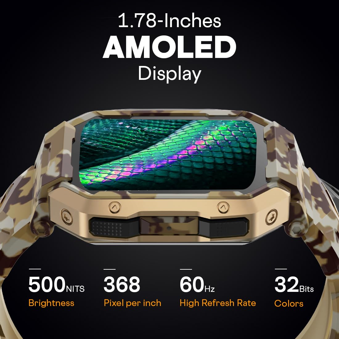 Fire-Boltt Strike Smart Watch 1.95” AMOLED Display, 800 NITS Brightness, 123 Sports Modes, Bluetooth Calling, Always On Mechanism
