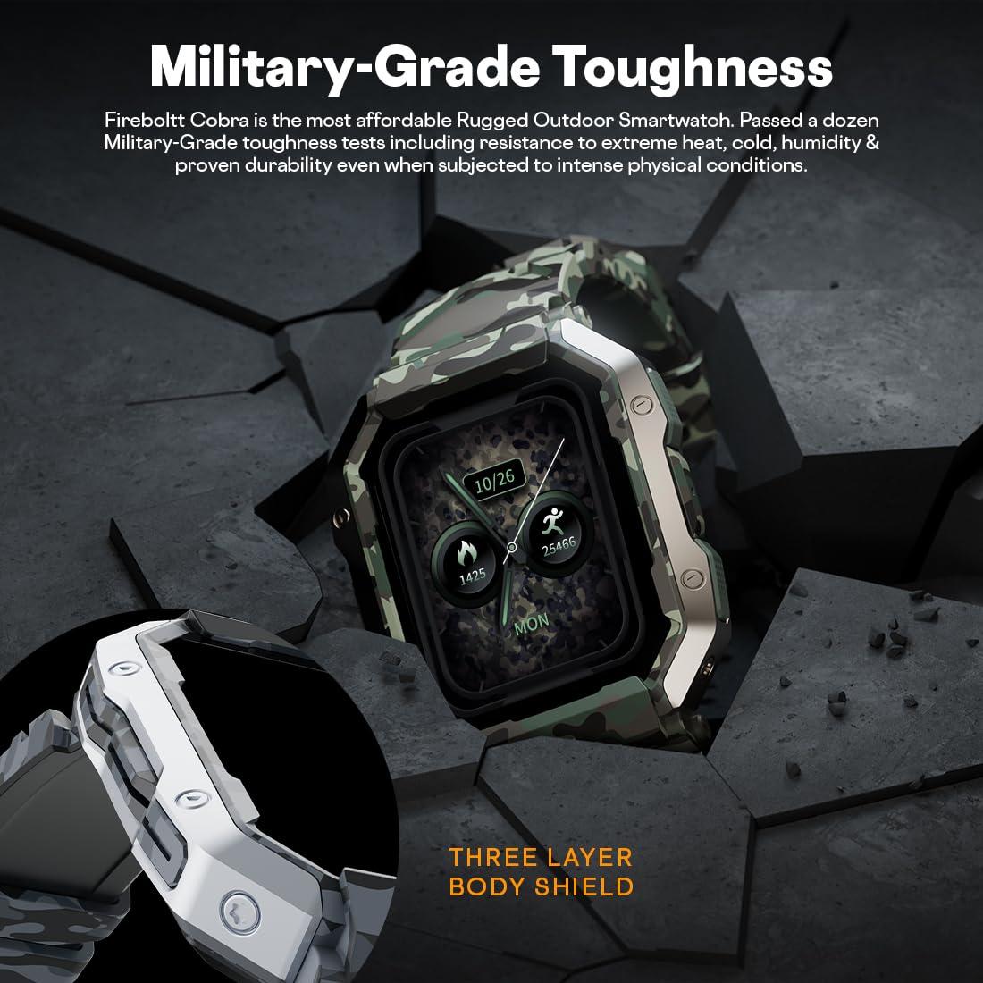 Fire-Boltt Strike Smart Watch 1.95” AMOLED Display, 800 NITS Brightness, 123 Sports Modes, Bluetooth Calling, Always On Mechanism