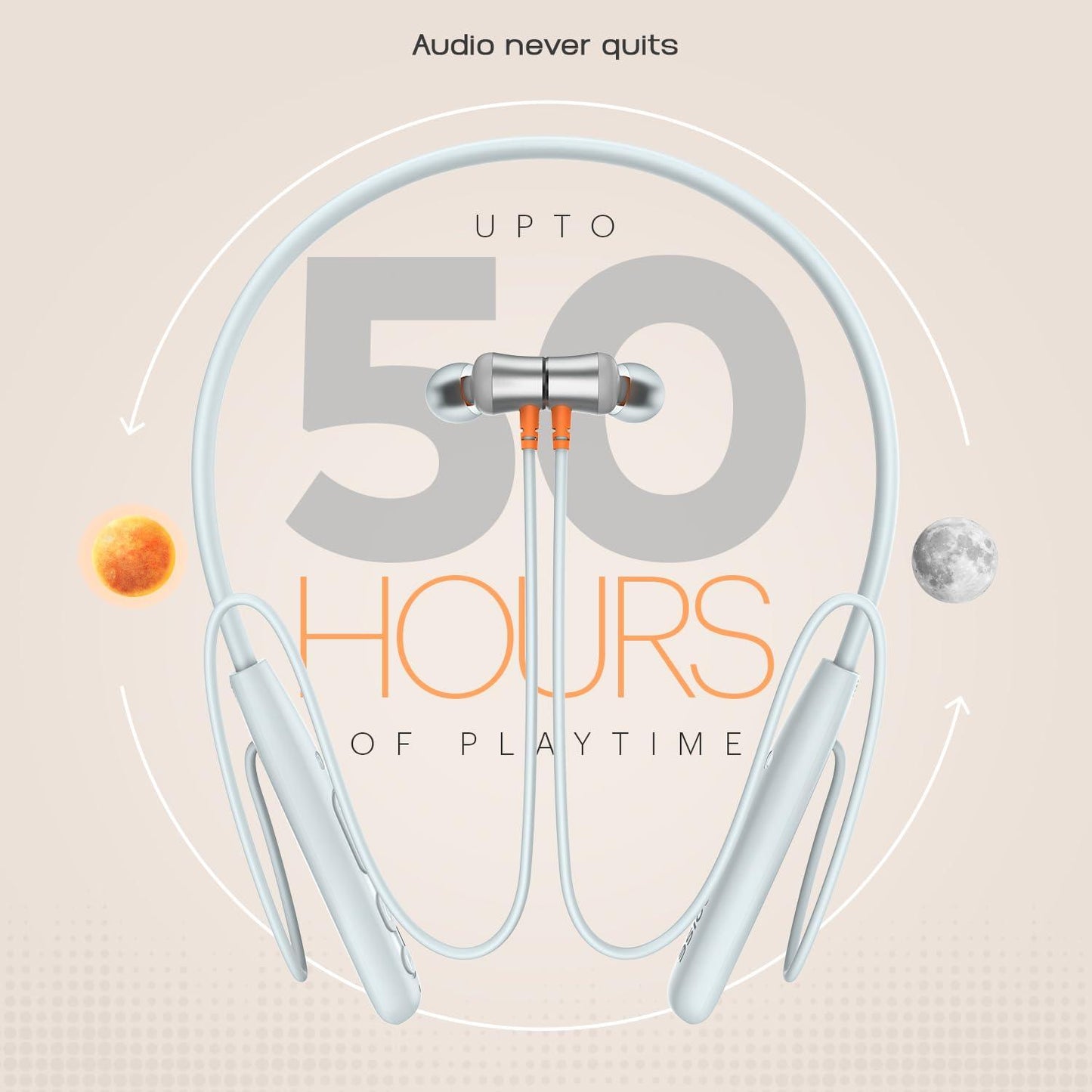 Noise Airwave Bluetooth in Ear Neckband with 50H of Playtime, 3 EQ Modes, ENC for Calling, Low Latency(Upto 50ms), 10mm Driver, BT v5.3(Jet Black) - Nalanda Enterprises