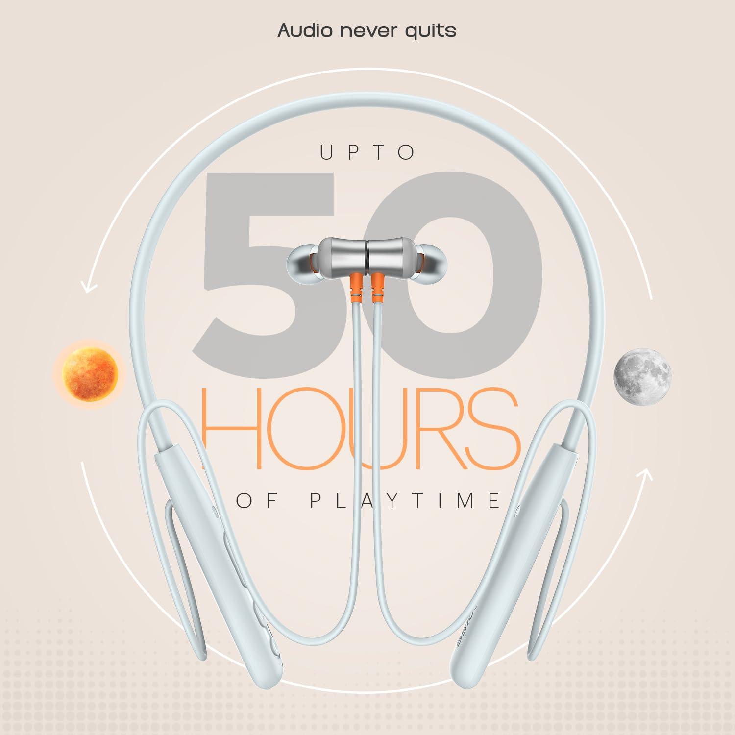 Noise Airwave Bluetooth in Ear Neckband with 50H of Playtime, 3 EQ Modes, ENC for Calling, Low Latency(Upto 50ms), 10mm Driver, BT v5.3(Jet Black) - Nalanda Enterprises