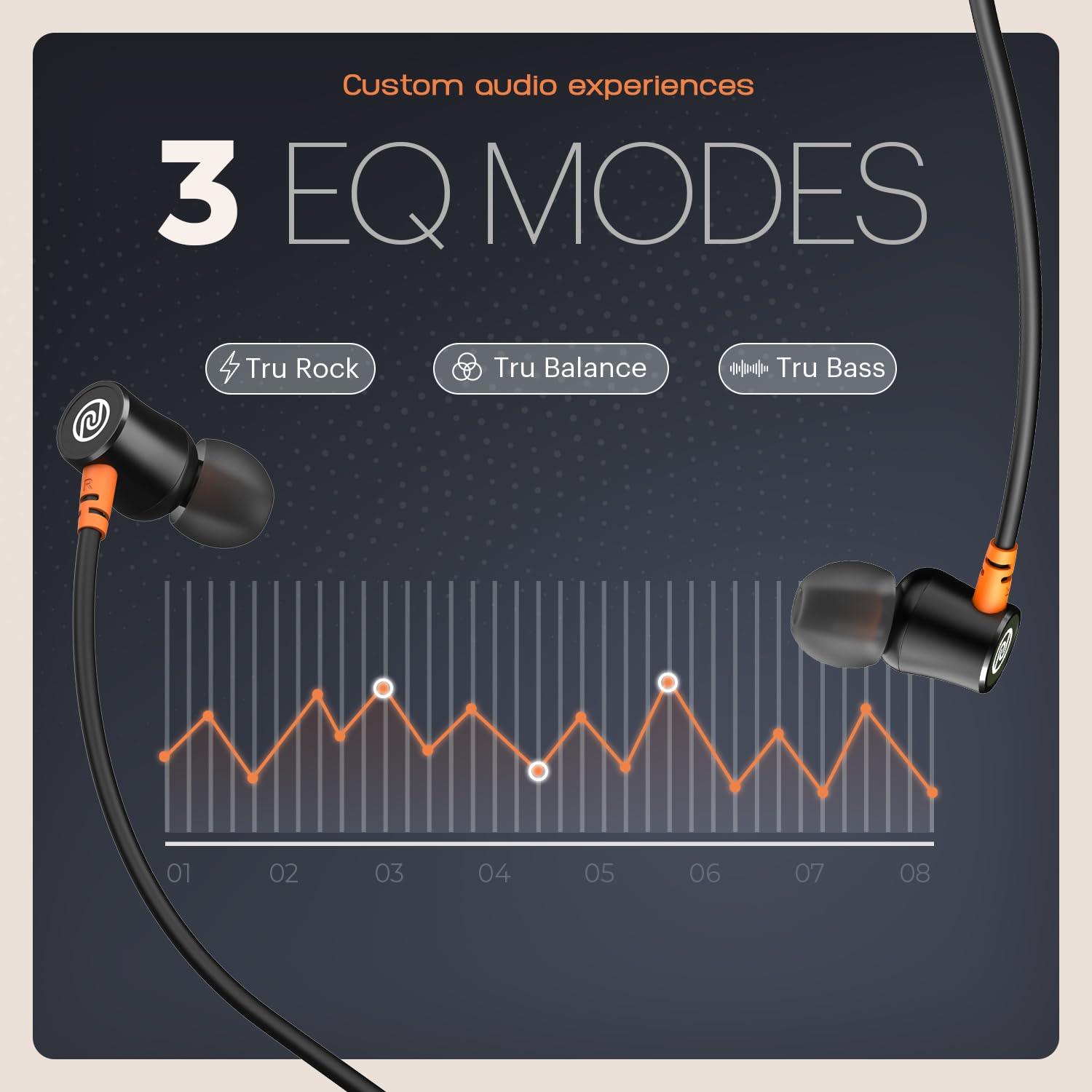 Noise Airwave Bluetooth in Ear Neckband with 50H of Playtime, 3 EQ Modes, ENC for Calling, Low Latency(Upto 50ms), 10mm Driver, BT v5.3(Jet Black) - Nalanda Enterprises