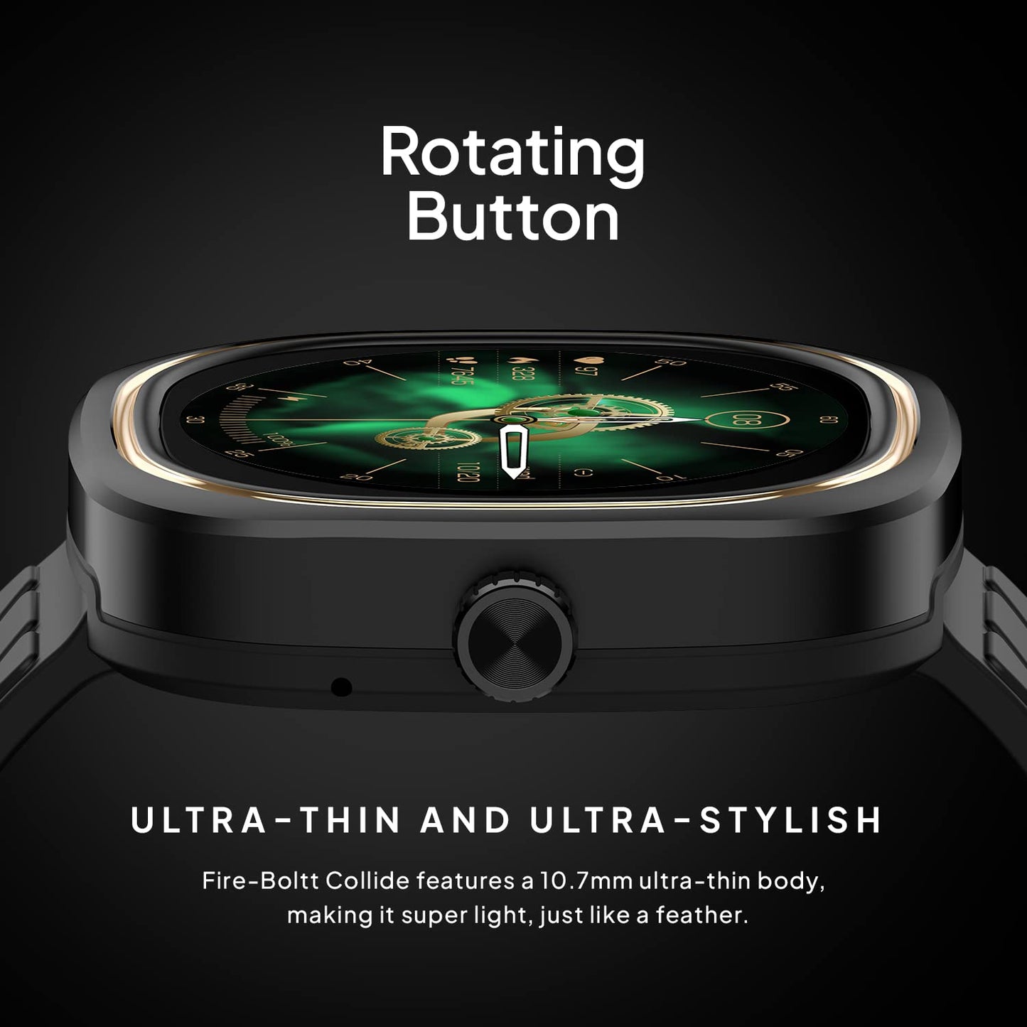 Fire-Boltt Collide 1.32" Display Smartwatch, Bluetooth Calling with Body Shielding Metal Paint, Single BT Connection, BT 2.0 Ultra Low Power Consumption, SpO2 (Silver Black)