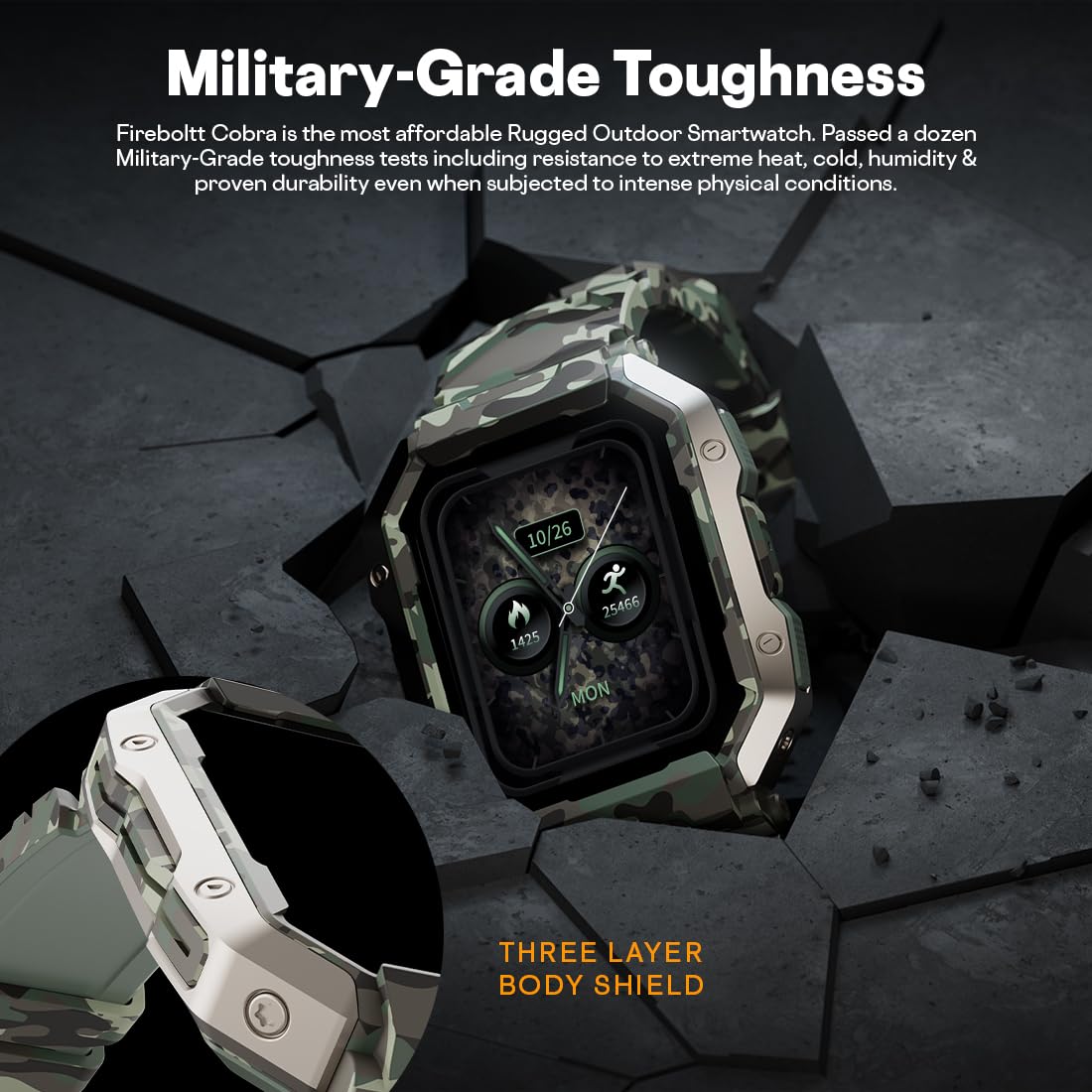 Fire-Boltt Strike Smart Watch 1.95” AMOLED Display, 800 NITS Brightness, 123 Sports Modes, Bluetooth Calling, Always On Mechanism