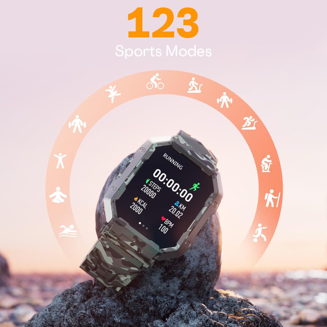Fire-Boltt Strike Smart Watch 1.95” AMOLED Display, 800 NITS Brightness, 123 Sports Modes, Bluetooth Calling, Always On Mechanism