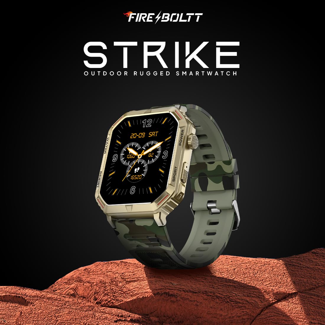 Fire-Boltt Strike Smart Watch 1.95” AMOLED Display, 800 NITS Brightness, 123 Sports Modes, Bluetooth Calling, Always On Mechanism