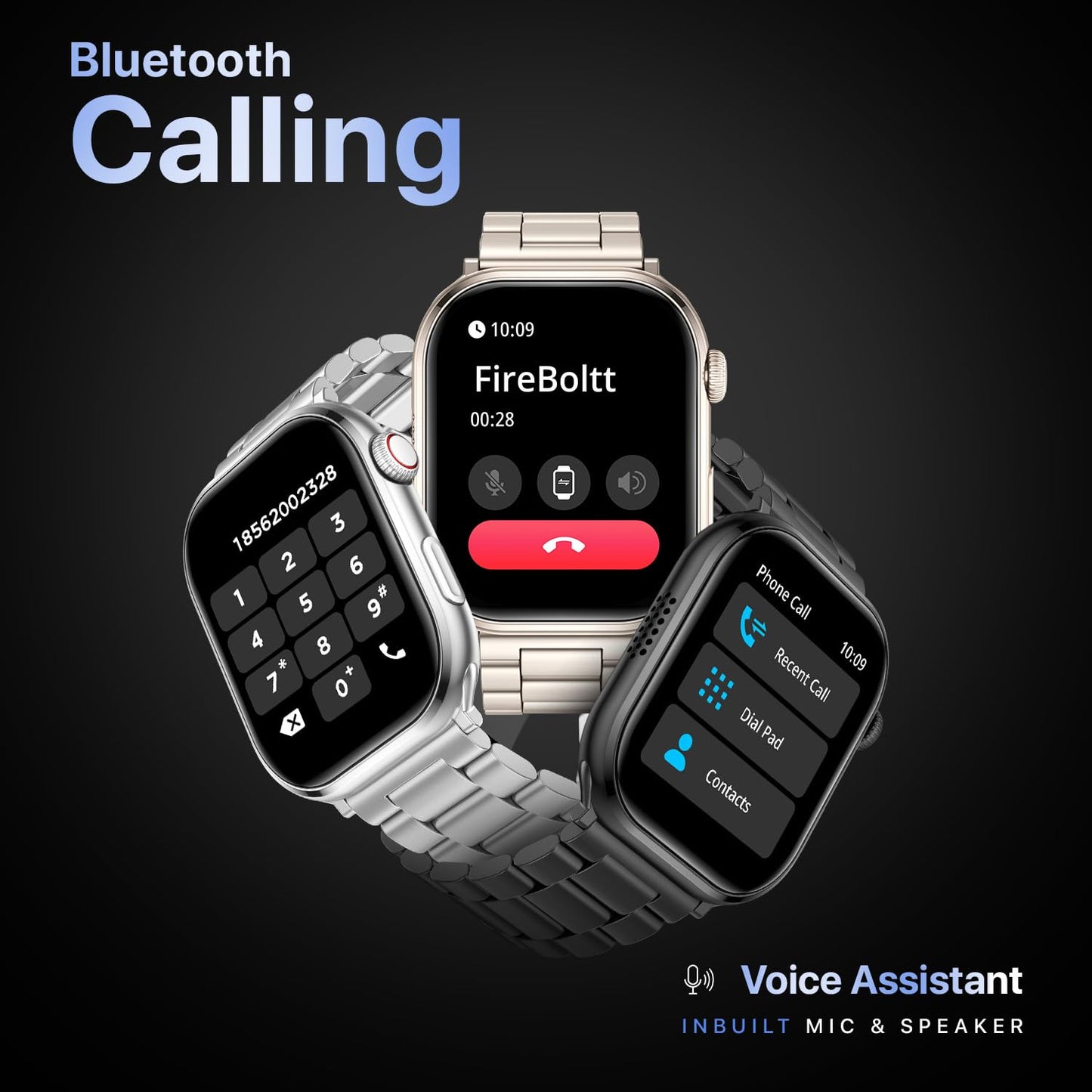 Fire-Boltt Brillia Smart Watch with 51.3mm (2.02 inch) AMOLED Display, Bluetooth Calling, SpO2, Heart Rate Monitoring, 120+ Sports Modes (Brillia, Black)