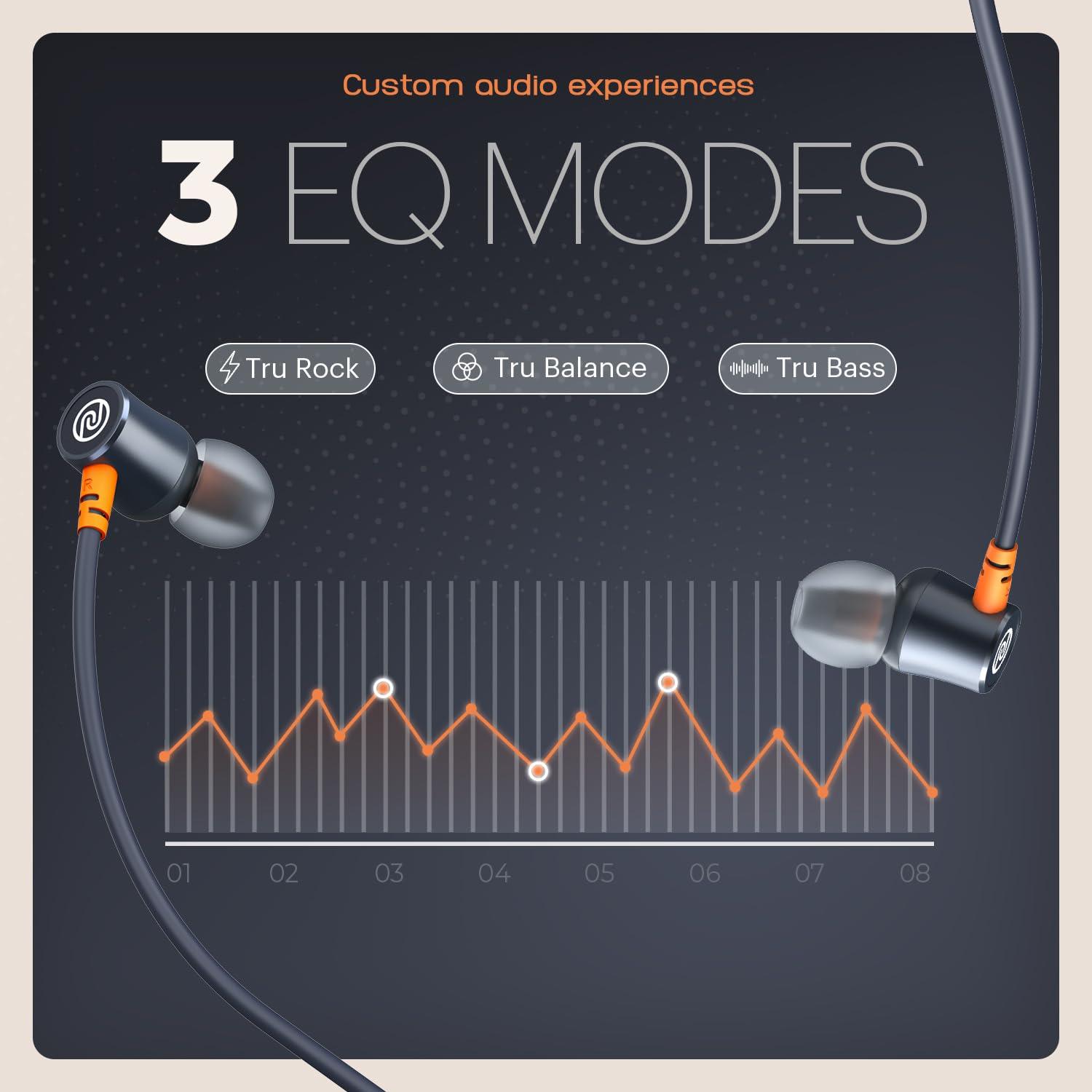Noise Airwave Bluetooth in Ear Neckband with 50H of Playtime, 3 EQ Modes, ENC for Calling, Low Latency(Upto 50ms), 10mm Driver, BT v5.3(Jet Black) - Nalanda Enterprises