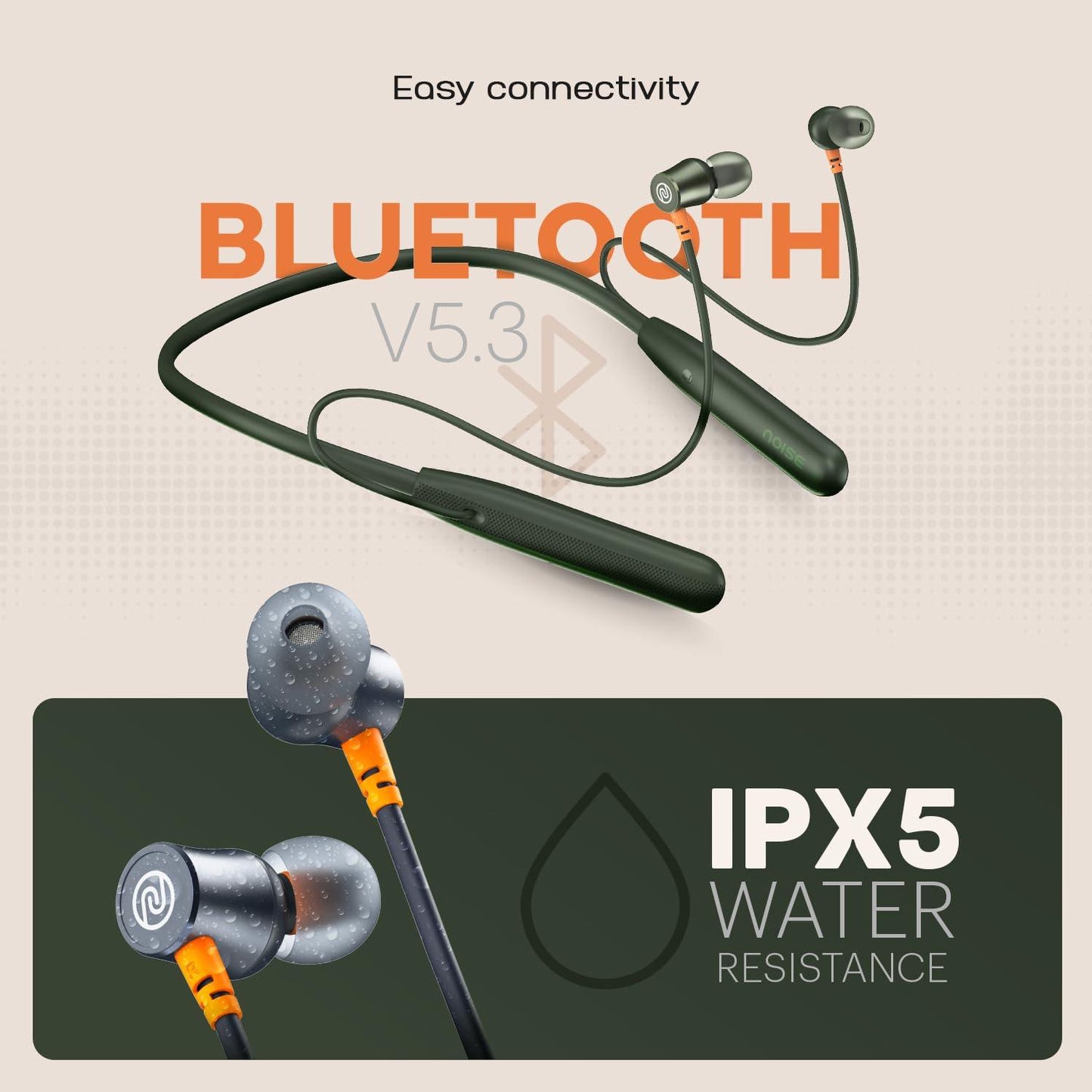 Noise Airwave Bluetooth in Ear Neckband with 50H of Playtime, 3 EQ Modes, ENC for Calling, Low Latency(Upto 50ms), 10mm Driver, BT v5.3(Jet Black) - Nalanda Enterprises
