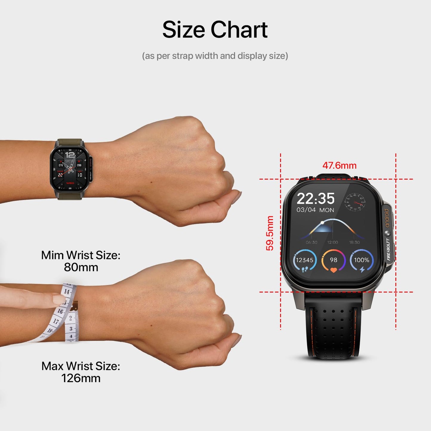 Fire-Boltt Snapp Smart Watch, Selfie Camera, 4G Nano-SIM Slot, 54.1mm AMOLED Display, Play Store- Unlimited apps, 1000mAh Battery, 2GB/4GB RAM + 16GB/64GB ROM (Archaic Black)