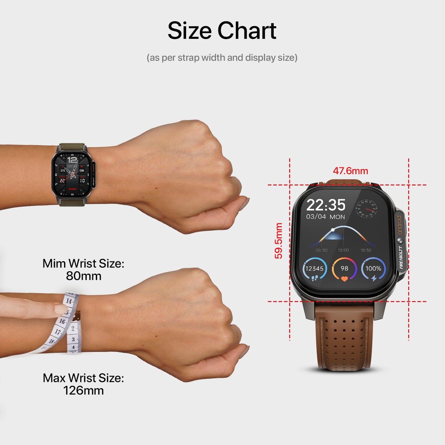 Fire-Boltt Snapp Smart Watch, Selfie Camera, 4G Nano-SIM Slot, 54.1mm AMOLED Display, Play Store- Unlimited apps, 1000mAh Battery, 2GB/4GB RAM + 16GB/64GB ROM (Archaic Black)
