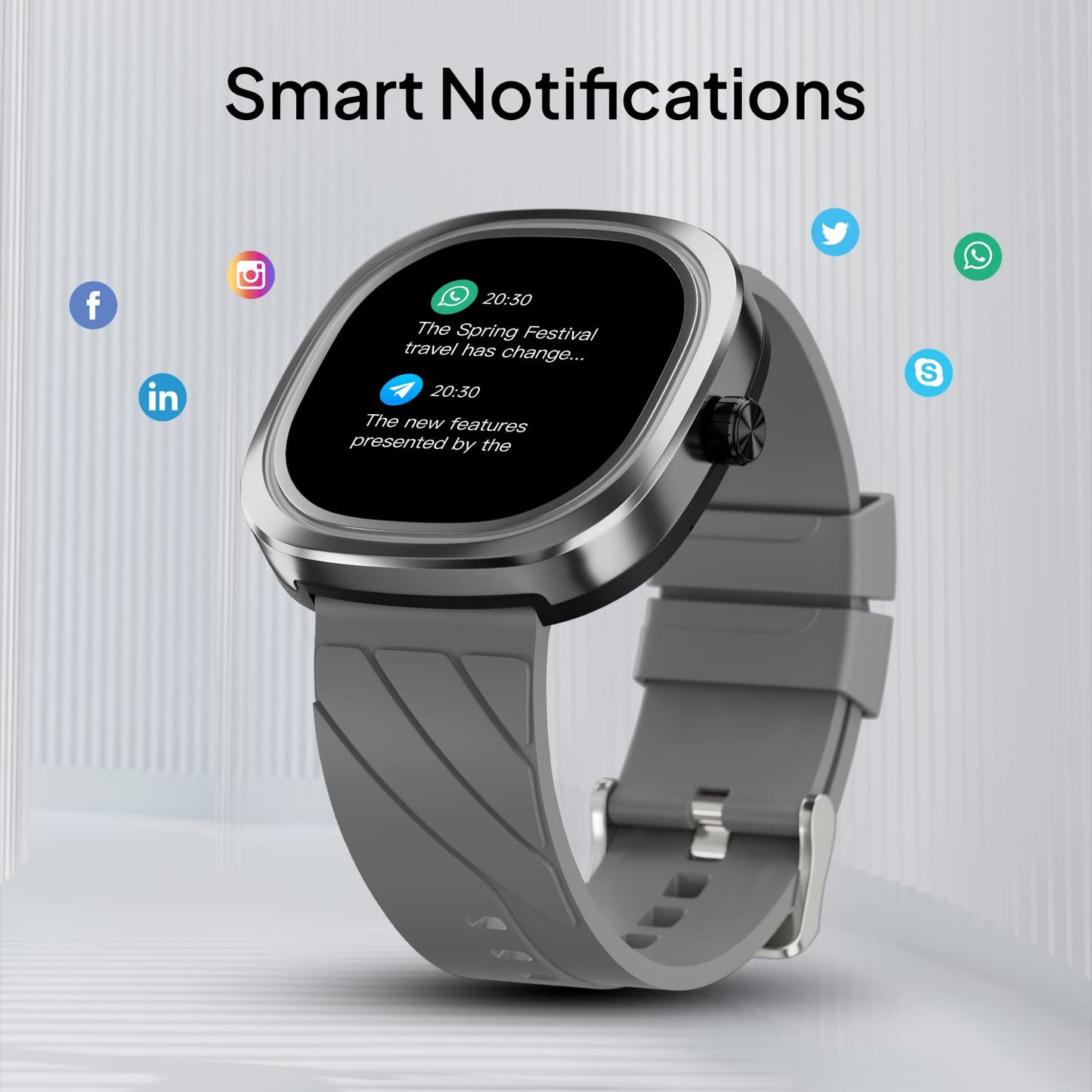 Fire-Boltt Collide 1.32" Display Smartwatch, Bluetooth Calling with Body Shielding Metal Paint, Single BT Connection, BT 2.0 Ultra Low Power Consumption, SpO2 (Silver Black)