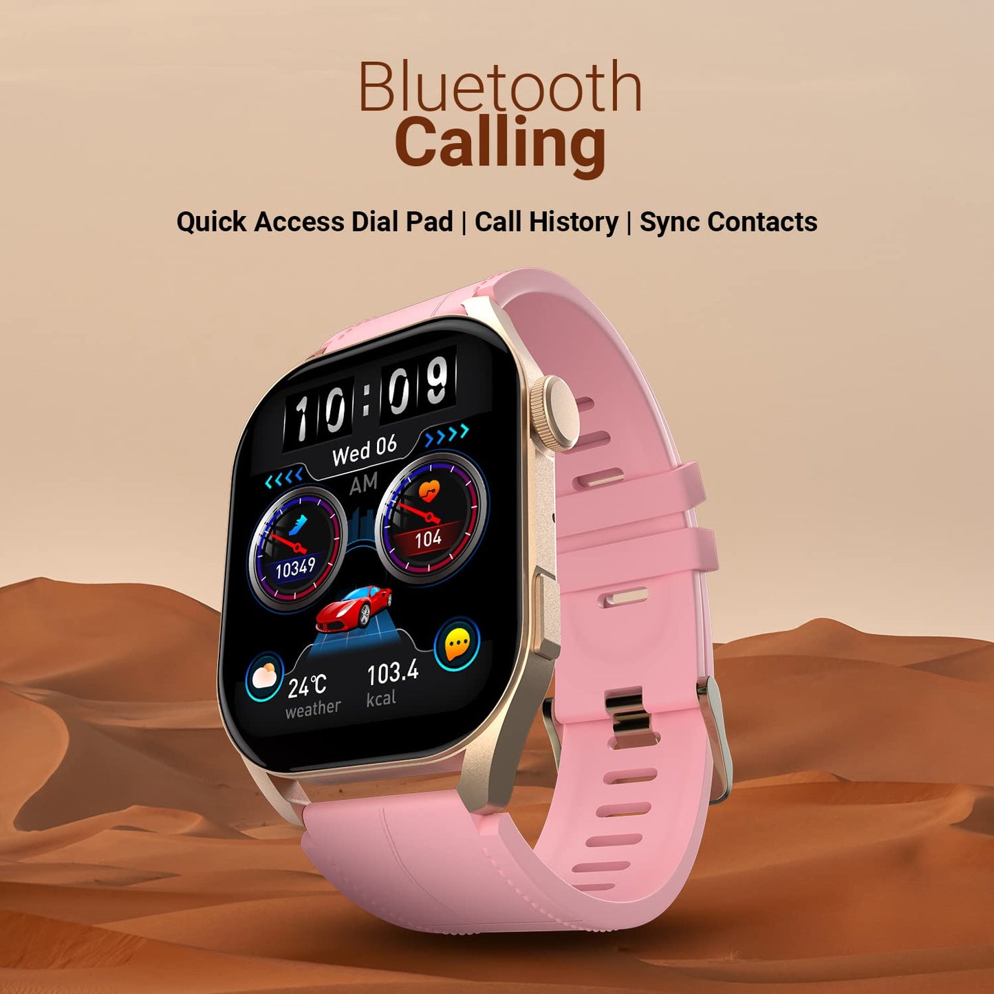 Fire-Boltt Emperor AMOLED 1.96" Display, Bluetooth Calling Smartwatch, AI Voice Assistant, 100+ App Based Sports Modes, Rotating Crown with Always On Display (Pink)