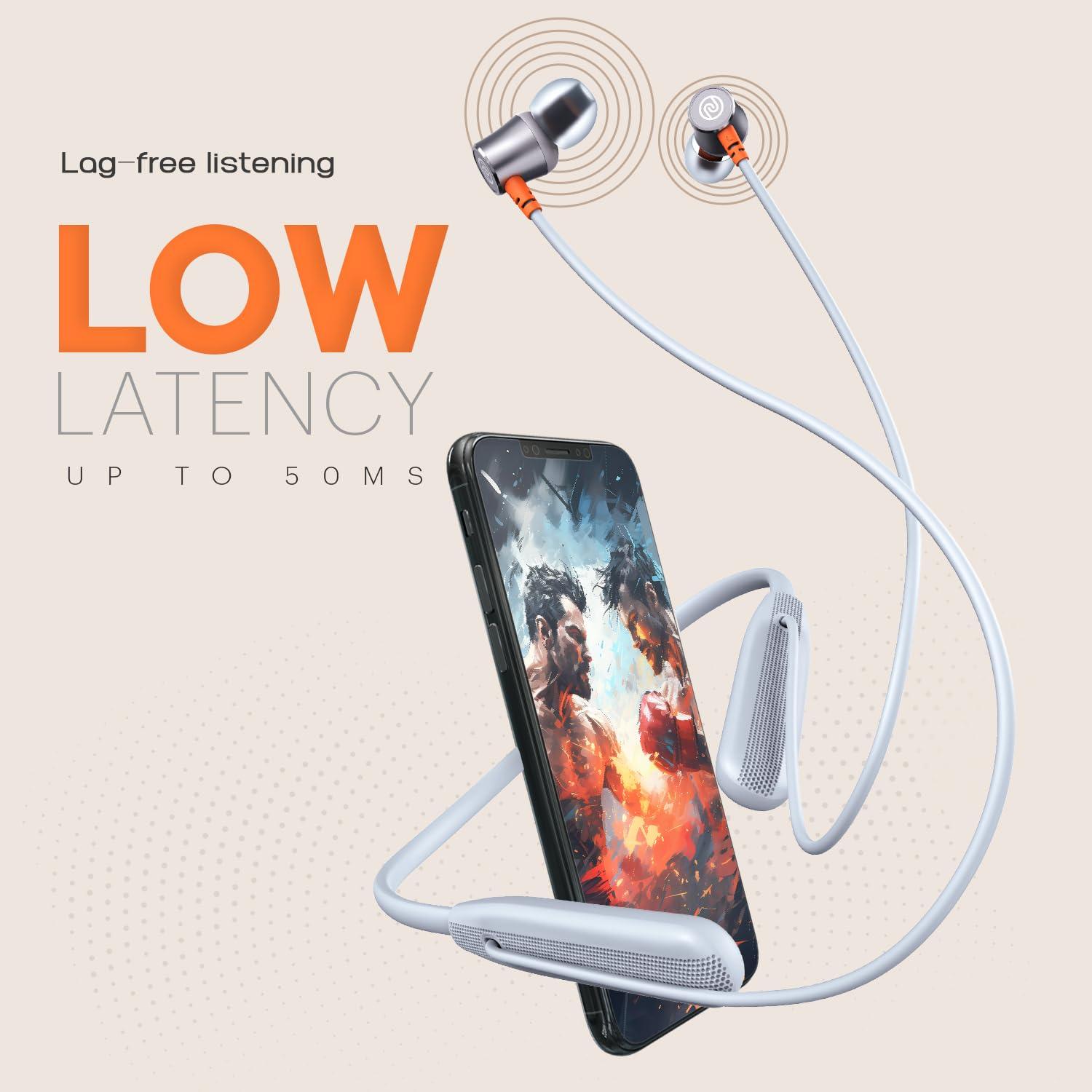 Noise Airwave Bluetooth in Ear Neckband with 50H of Playtime, 3 EQ Modes, ENC for Calling, Low Latency(Upto 50ms), 10mm Driver, BT v5.3(Jet Black) - Nalanda Enterprises