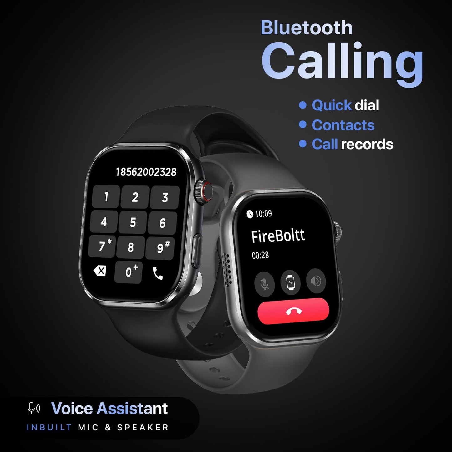 Fire-Boltt Brillia Pro Smart Watch with 51.3mm (2.02 inch) AMOLED Display, Bluetooth Calling, SpO2, Heart Rate Monitoring, 120+ Sports Modes, IP67 Waterproof, Long Battery Life (Black Wave)