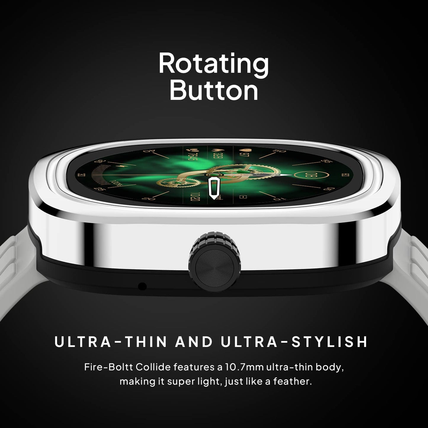Fire-Boltt Collide 1.32" Display Smartwatch, Bluetooth Calling with Body Shielding Metal Paint, Single BT Connection, BT 2.0 Ultra Low Power Consumption, SpO2 (Silver Black)