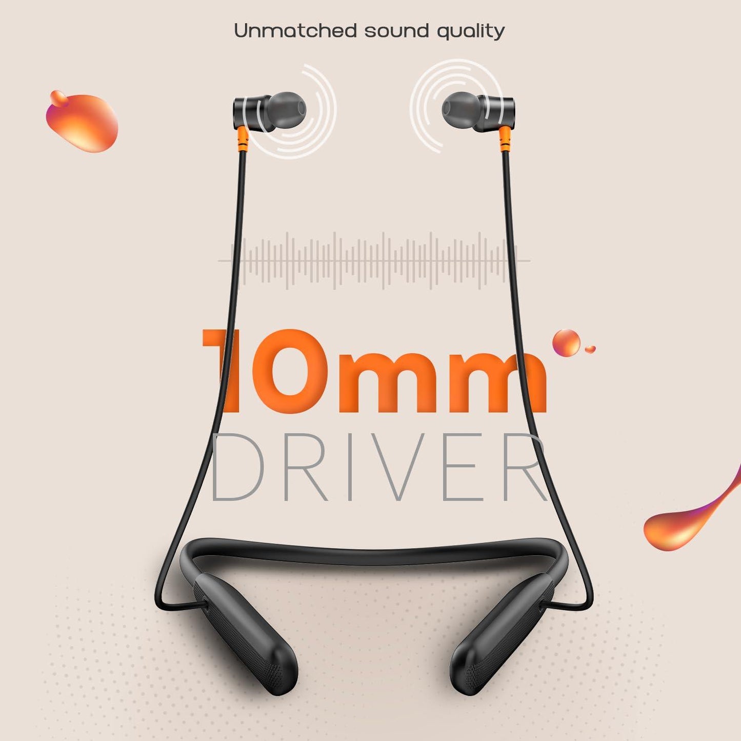 Noise Airwave Bluetooth in Ear Neckband with 50H of Playtime, 3 EQ Modes, ENC for Calling, Low Latency(Upto 50ms), 10mm Driver, BT v5.3(Jet Black) - Nalanda Enterprises