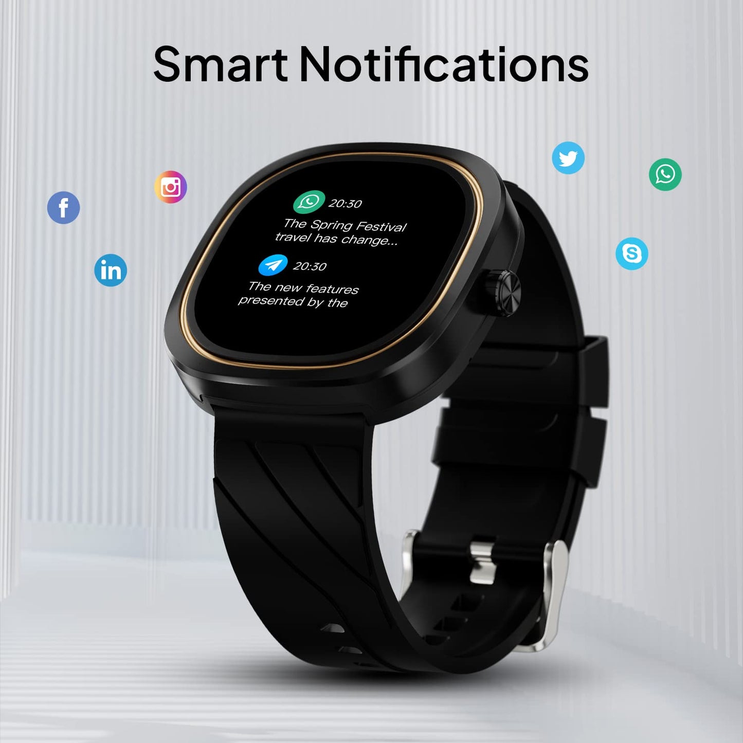 Fire-Boltt Collide 1.32" Display Smartwatch, Bluetooth Calling with Body Shielding Metal Paint, Single BT Connection, BT 2.0 Ultra Low Power Consumption, SpO2 (Silver Black)