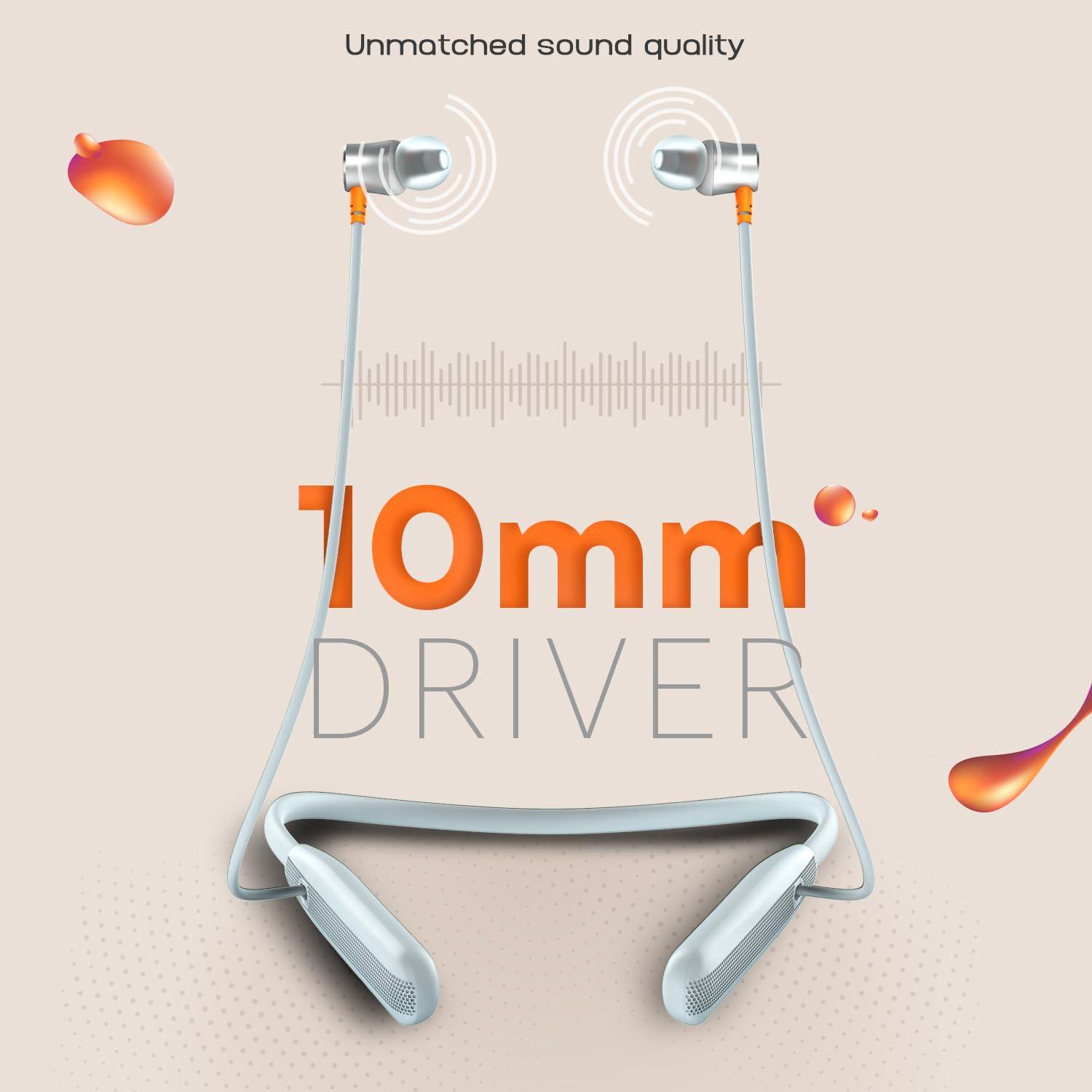 Noise Airwave Bluetooth in Ear Neckband with 50H of Playtime, 3 EQ Modes, ENC for Calling, Low Latency(Upto 50ms), 10mm Driver, BT v5.3(Jet Black) - Nalanda Enterprises