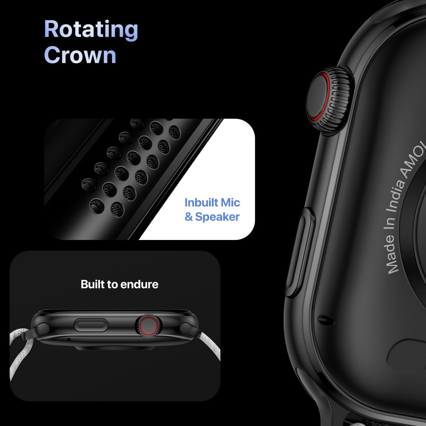 Fire-Boltt Brillia Pro Smart Watch with 51.3mm (2.02 inch) AMOLED Display, Bluetooth Calling, SpO2, Heart Rate Monitoring, 120+ Sports Modes, IP67 Waterproof, Long Battery Life (Black Wave)