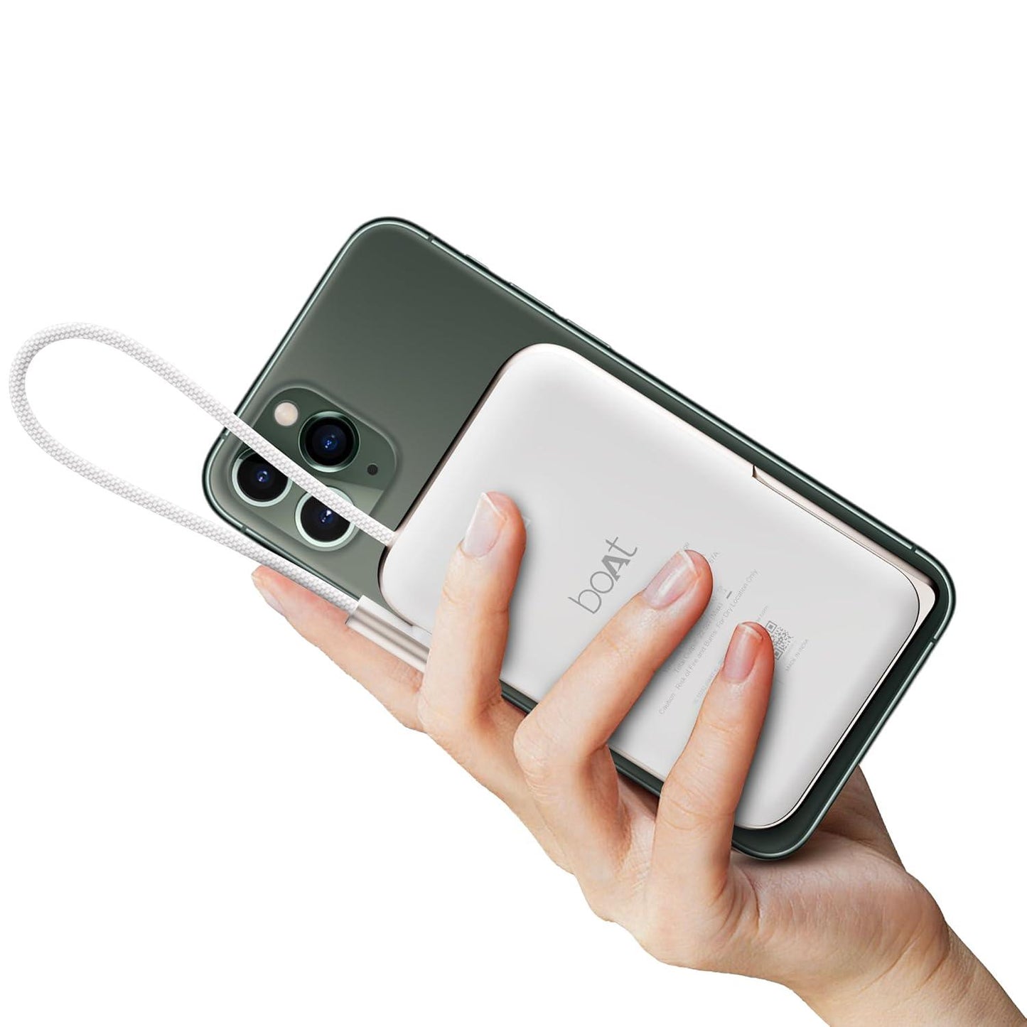 boAt Energyshroom PB330 MagnaCharge 10000 mAh Magnetic Wireless Power Bank w/ 15W Wireless Charging, Metal Stand,Magnacharge Ring for iPhone and Android Phones w/Wireless Charge(Black) - Nalanda Enterprises