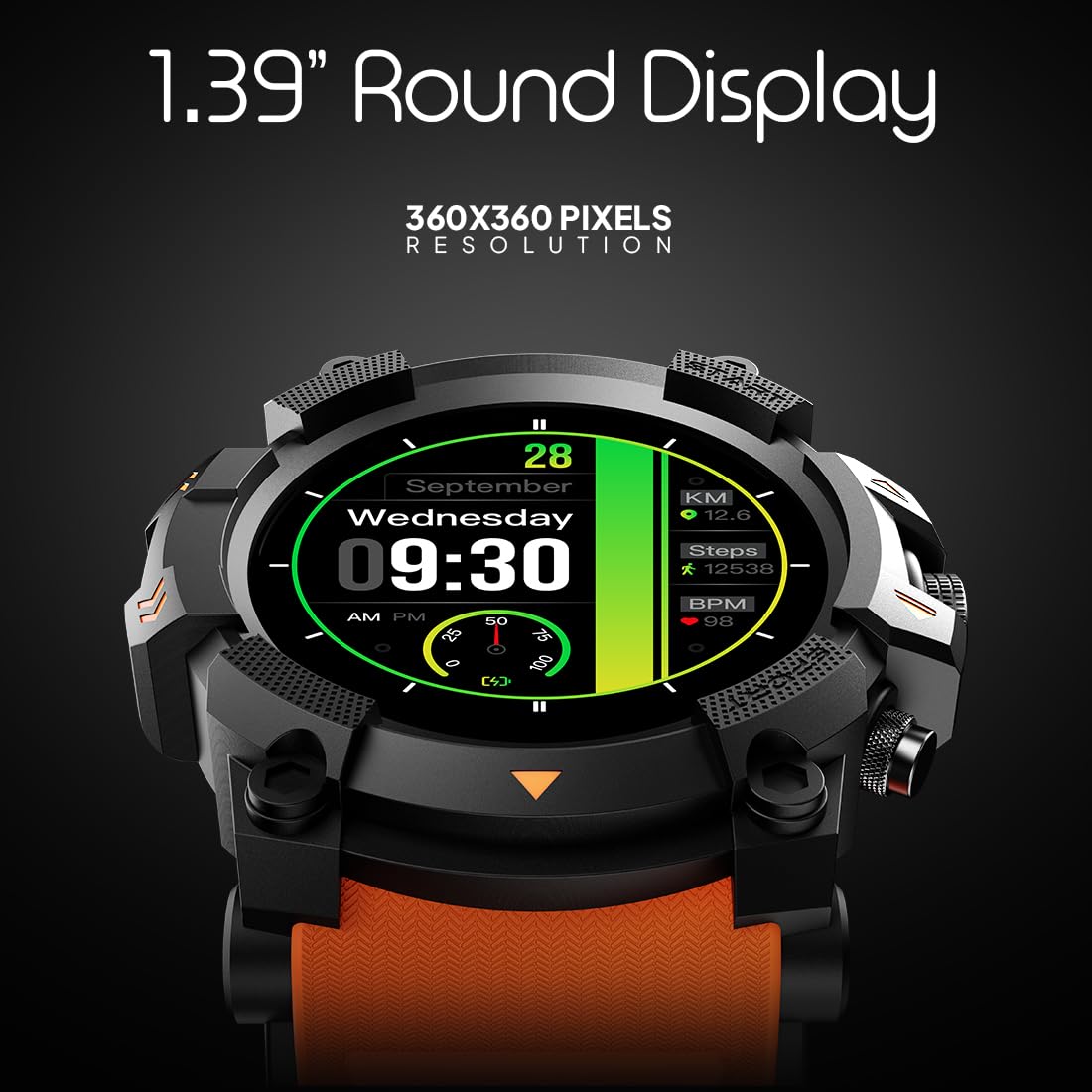 Fire-Boltt Expedition Smartwatch 1.39" Full Touch GPS Tracking Smart Watch Bluetooth Calling, 100+ Sports Modes, 360 * 360 Pixel High Resolution, Health Suite & Rugged Outdoor Built