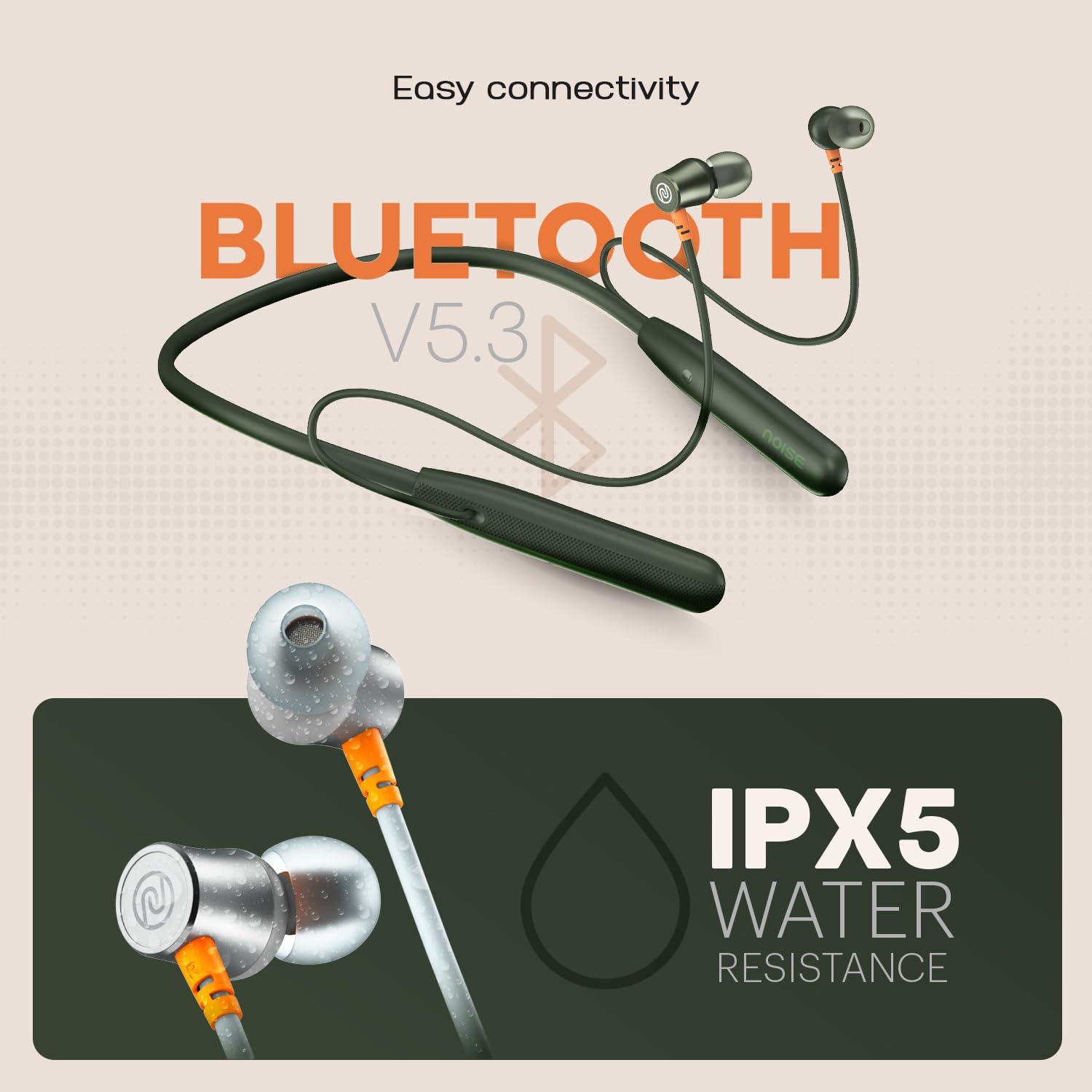 Noise Airwave Bluetooth in Ear Neckband with 50H of Playtime, 3 EQ Modes, ENC for Calling, Low Latency(Upto 50ms), 10mm Driver, BT v5.3(Jet Black) - Nalanda Enterprises