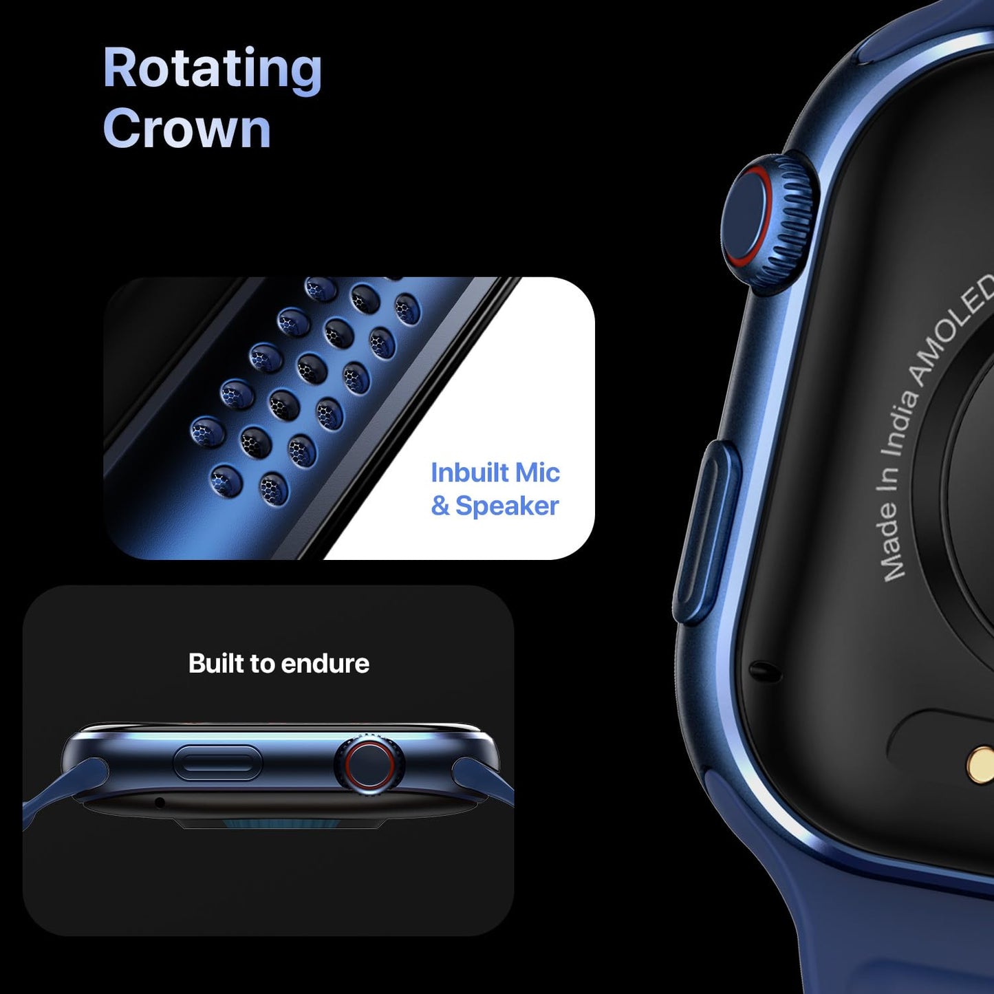 Fire-Boltt Brillia Pro Smart Watch with 51.3mm (2.02 inch) AMOLED Display, Bluetooth Calling, SpO2, Heart Rate Monitoring, 120+ Sports Modes, IP67 Waterproof, Long Battery Life (Black Wave)