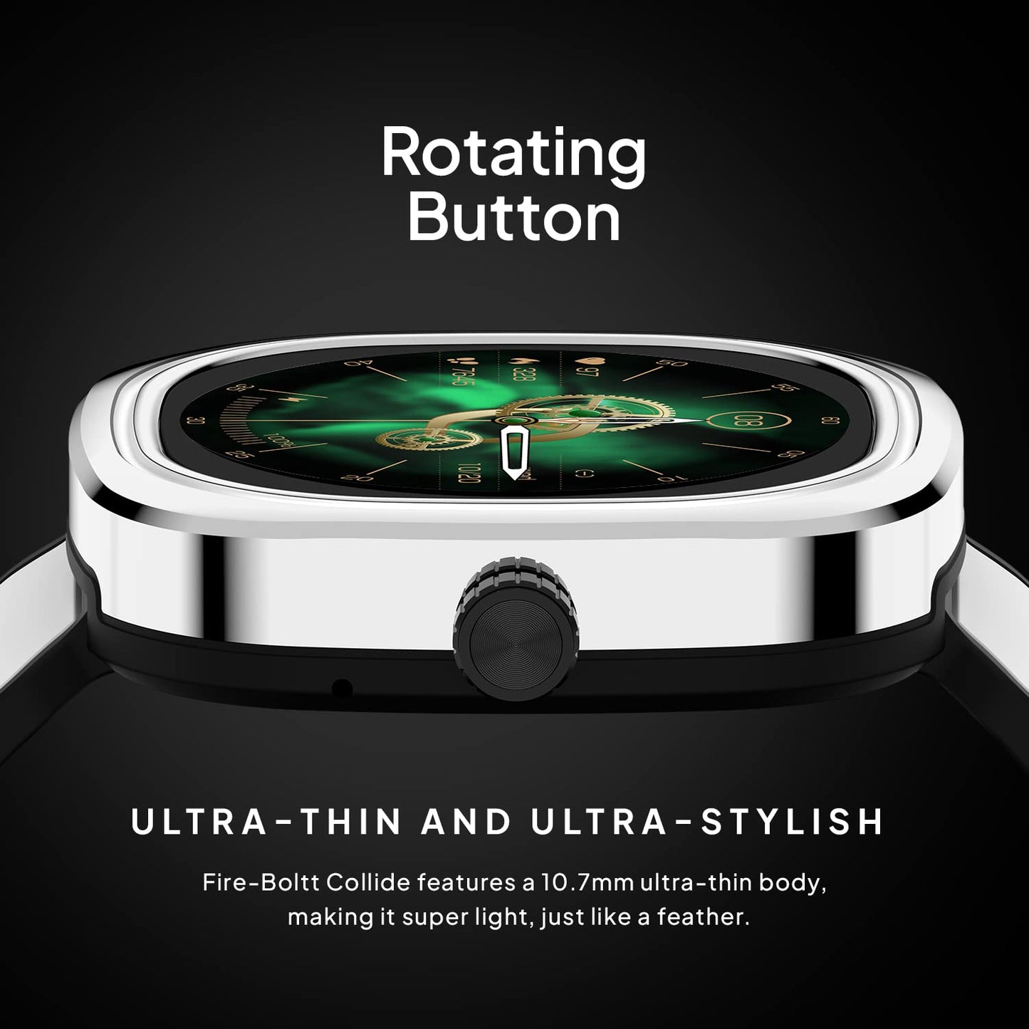 Fire-Boltt Collide 1.32" Display Smartwatch, Bluetooth Calling with Body Shielding Metal Paint, Single BT Connection, BT 2.0 Ultra Low Power Consumption, SpO2 (Silver Black)