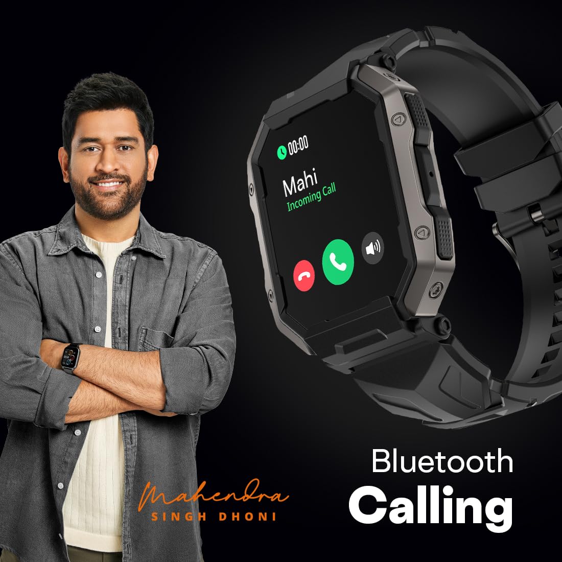 Fire-Boltt Strike Smart Watch 1.95” AMOLED Display, 800 NITS Brightness, 123 Sports Modes, Bluetooth Calling, Always On Mechanism