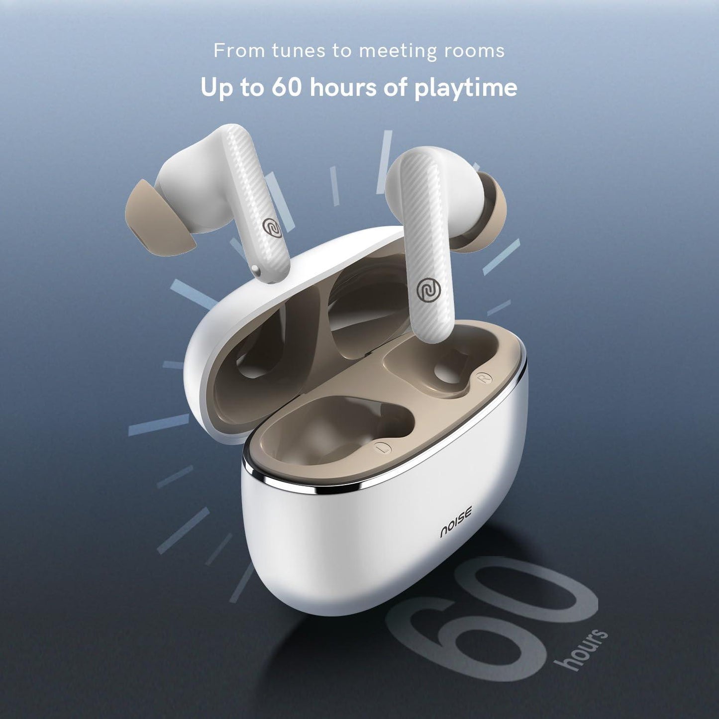 Noise Aura Buds in-Ear Truly Wireless Earbuds with 60H of Playtime, Quad Mic with ENC, Dual Device Pairing, Instacharge(10 min=150 min),12mm Polymer Composite Driver,BT v5.3(Aura White) - Nalanda Enterprises