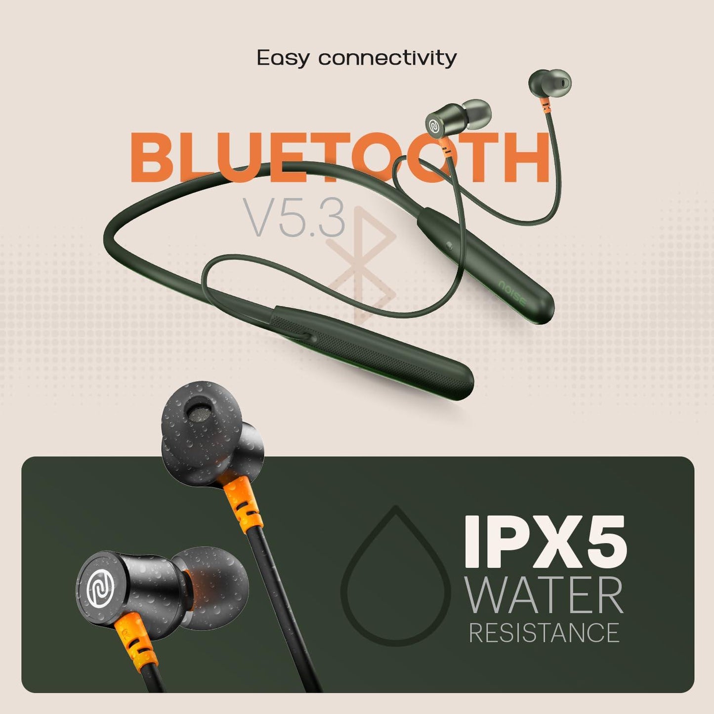 Noise Airwave Bluetooth in Ear Neckband with 50H of Playtime, 3 EQ Modes, ENC for Calling, Low Latency(Upto 50ms), 10mm Driver, BT v5.3(Jet Black) - Nalanda Enterprises