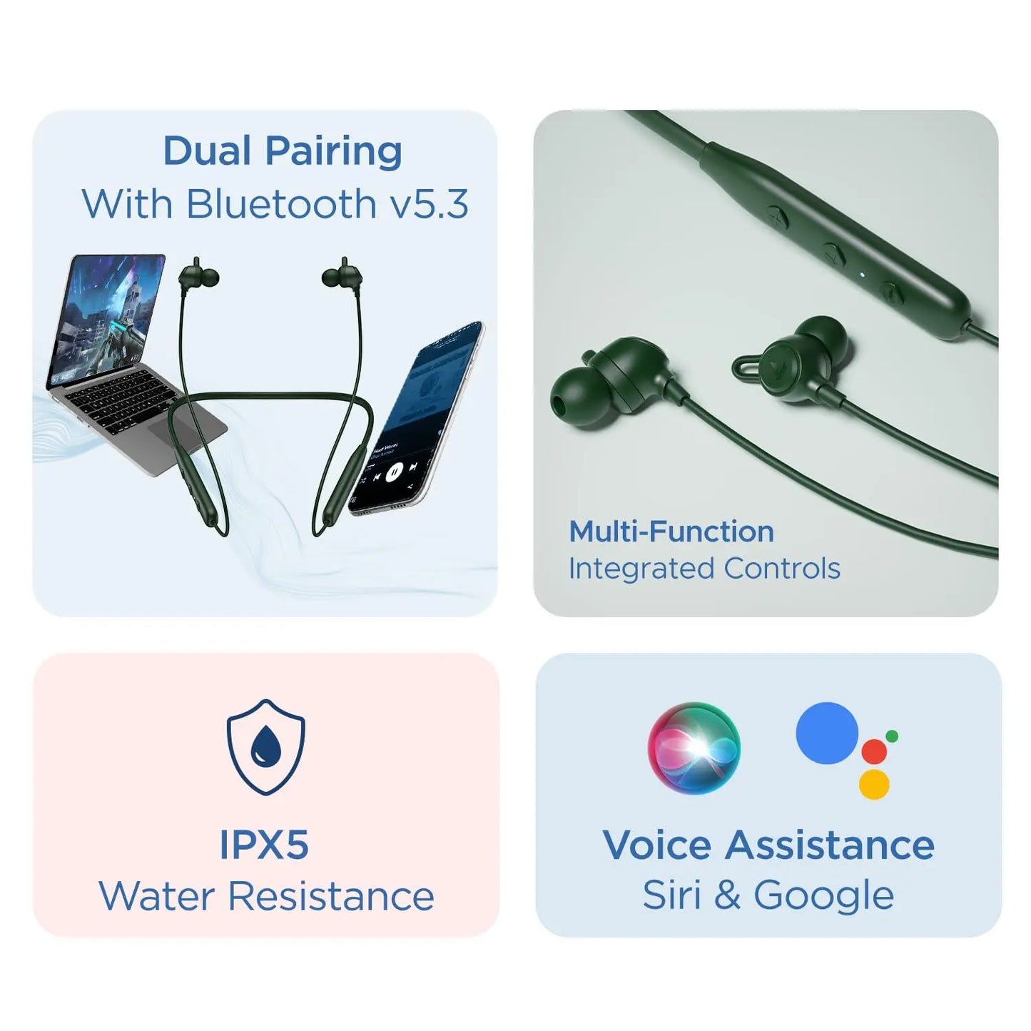 boAt Rockerz 109 Bluetooth Neckband with 40 hrs Playback,ENx Technology, Beast Mode (60ms), Magnetic Buds, Dual Pairing, ASAP Charge, IPX5 Water Resistance(Active Black) - Nalanda Enterprises