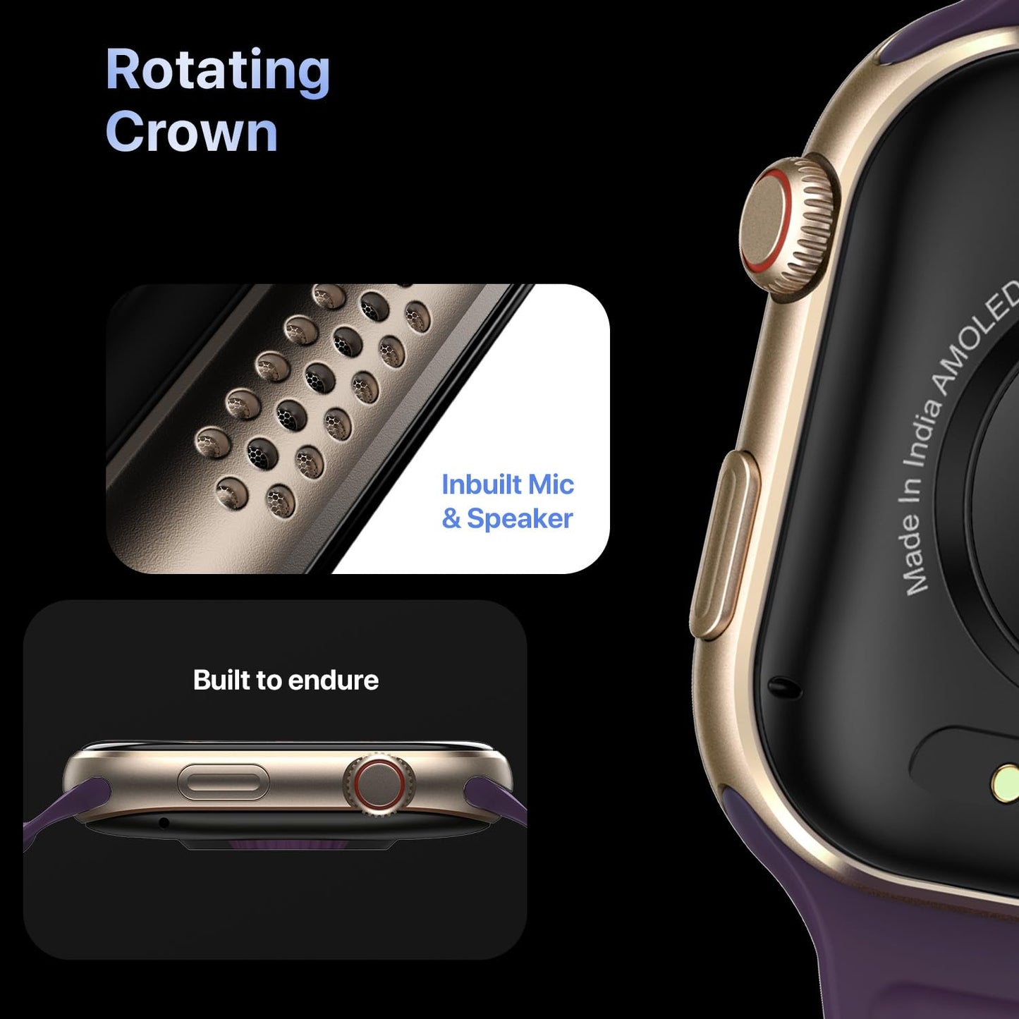 Fire-Boltt Brillia Pro Smart Watch with 51.3mm (2.02 inch) AMOLED Display, Bluetooth Calling, SpO2, Heart Rate Monitoring, 120+ Sports Modes, IP67 Waterproof, Long Battery Life (Black Wave)