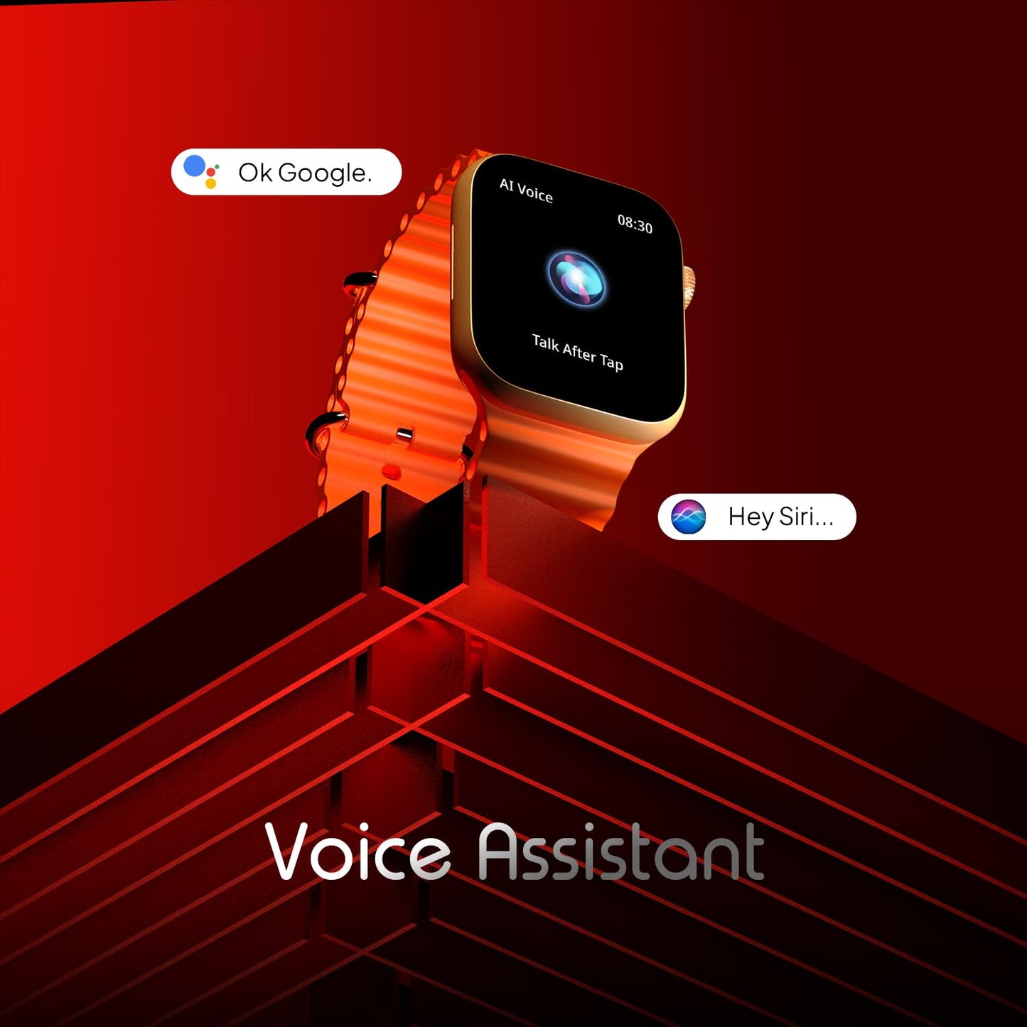 Boltt Newly Launched Vogue Large 2.05" Display Smart Watch, Always On Display, Wireless Charging, App Based GPS with Bluetooth Calling & 500+ Watch Faces (Loop Orange)