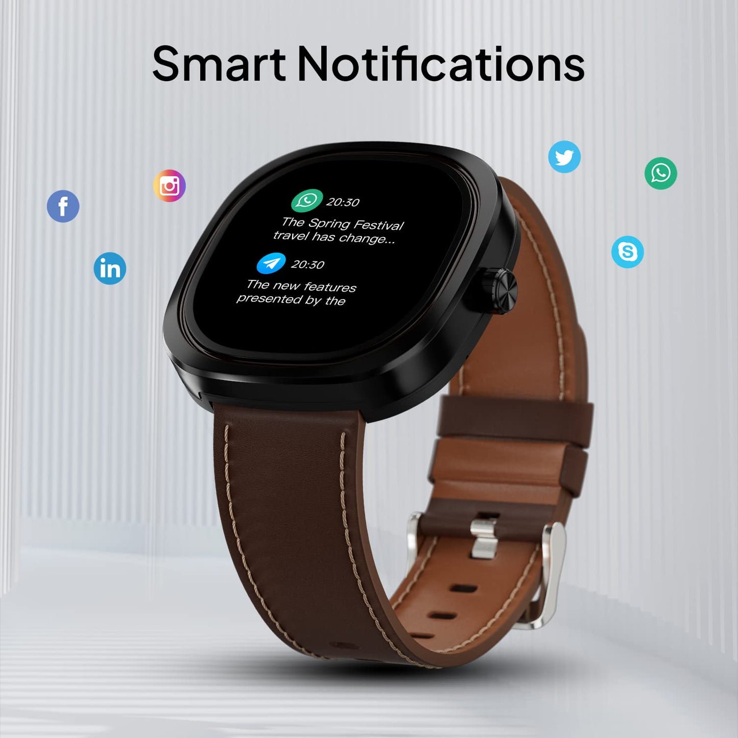 Fire-Boltt Collide 1.32" Display Smartwatch, Bluetooth Calling with Body Shielding Metal Paint, Single BT Connection, BT 2.0 Ultra Low Power Consumption, SpO2 (Silver Black)