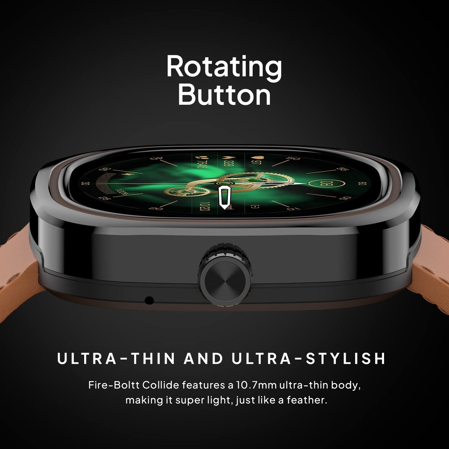 Fire-Boltt Collide 1.32" Display Smartwatch, Bluetooth Calling with Body Shielding Metal Paint, Single BT Connection, BT 2.0 Ultra Low Power Consumption, SpO2 (Silver Black)