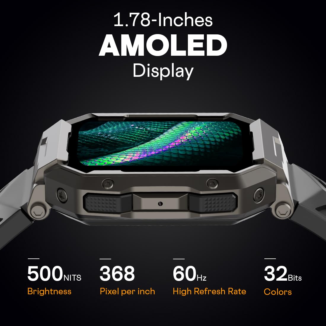 Fire-Boltt Strike Smart Watch 1.95” AMOLED Display, 800 NITS Brightness, 123 Sports Modes, Bluetooth Calling, Always On Mechanism