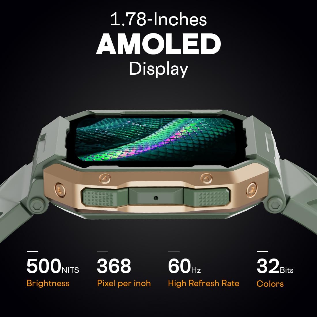Fire-Boltt Strike Smart Watch 1.95” AMOLED Display, 800 NITS Brightness, 123 Sports Modes, Bluetooth Calling, Always On Mechanism