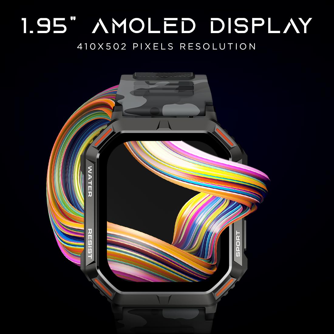 Fire-Boltt Strike Smart Watch 1.95” AMOLED Display, 800 NITS Brightness, 123 Sports Modes, Bluetooth Calling, Always On Mechanism