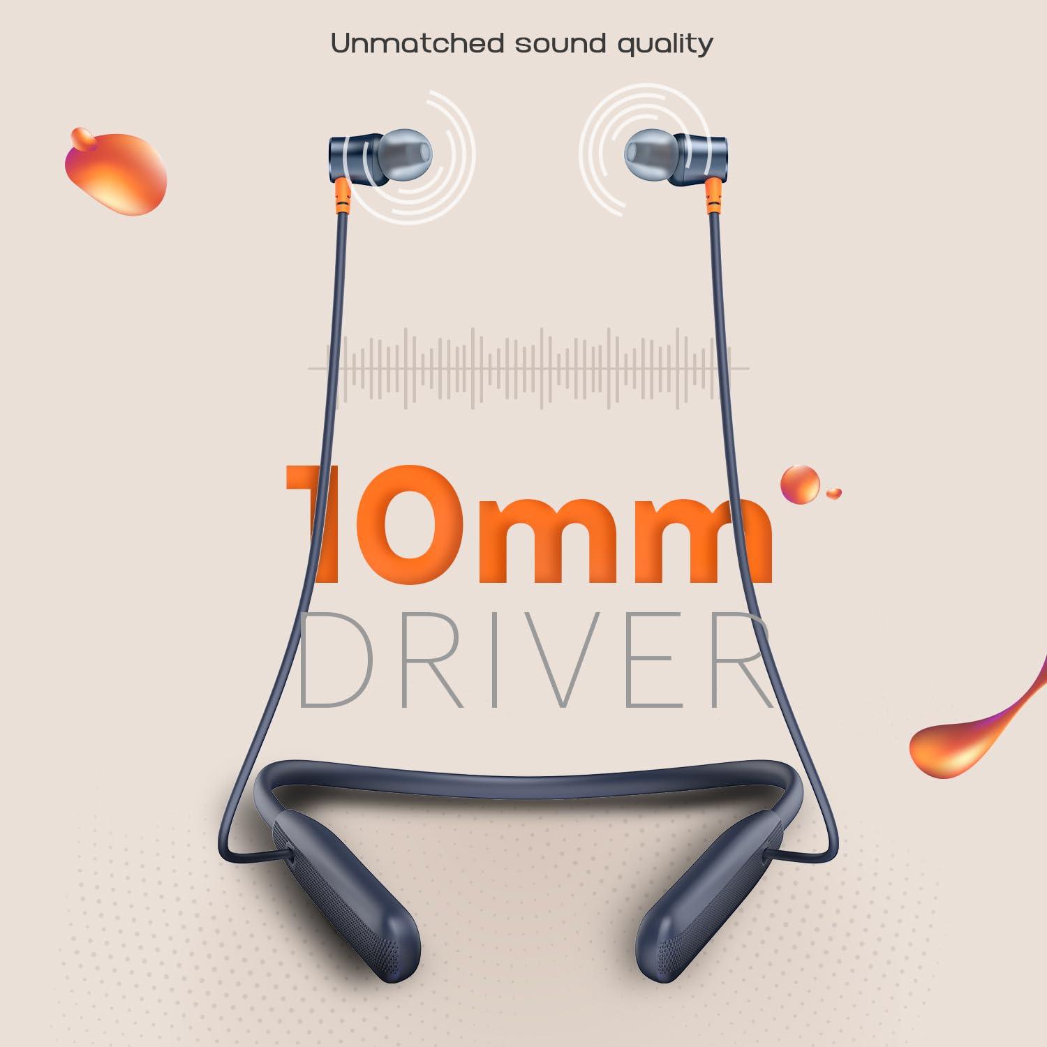 Noise Airwave Bluetooth in Ear Neckband with 50H of Playtime, 3 EQ Modes, ENC for Calling, Low Latency(Upto 50ms), 10mm Driver, BT v5.3(Jet Black) - Nalanda Enterprises