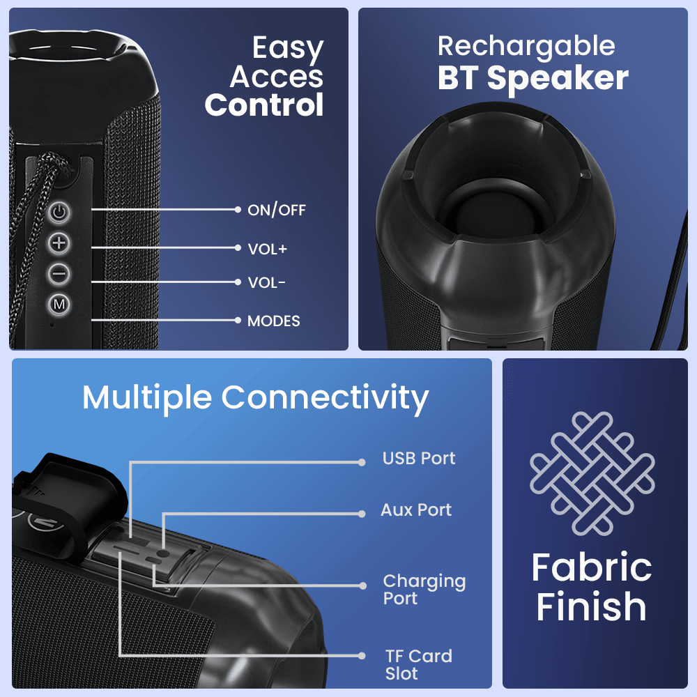 Toreto Rolling beats 10 Watt BT speaker - Nalanda Enterprises