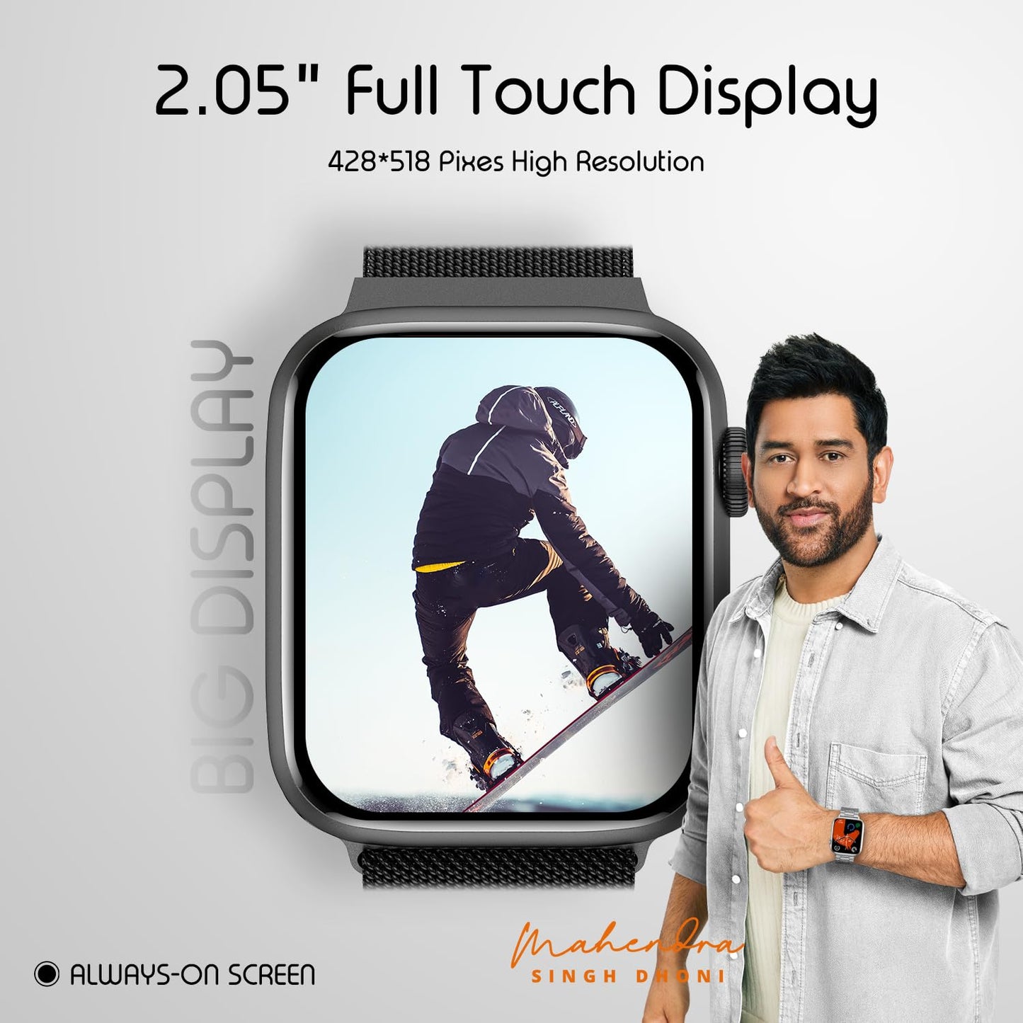 Boltt Newly Launched Vogue Large 2.05" Display Smart Watch, Always On Display, Wireless Charging, App Based GPS with Bluetooth Calling & 500+ Watch Faces (Loop Orange)