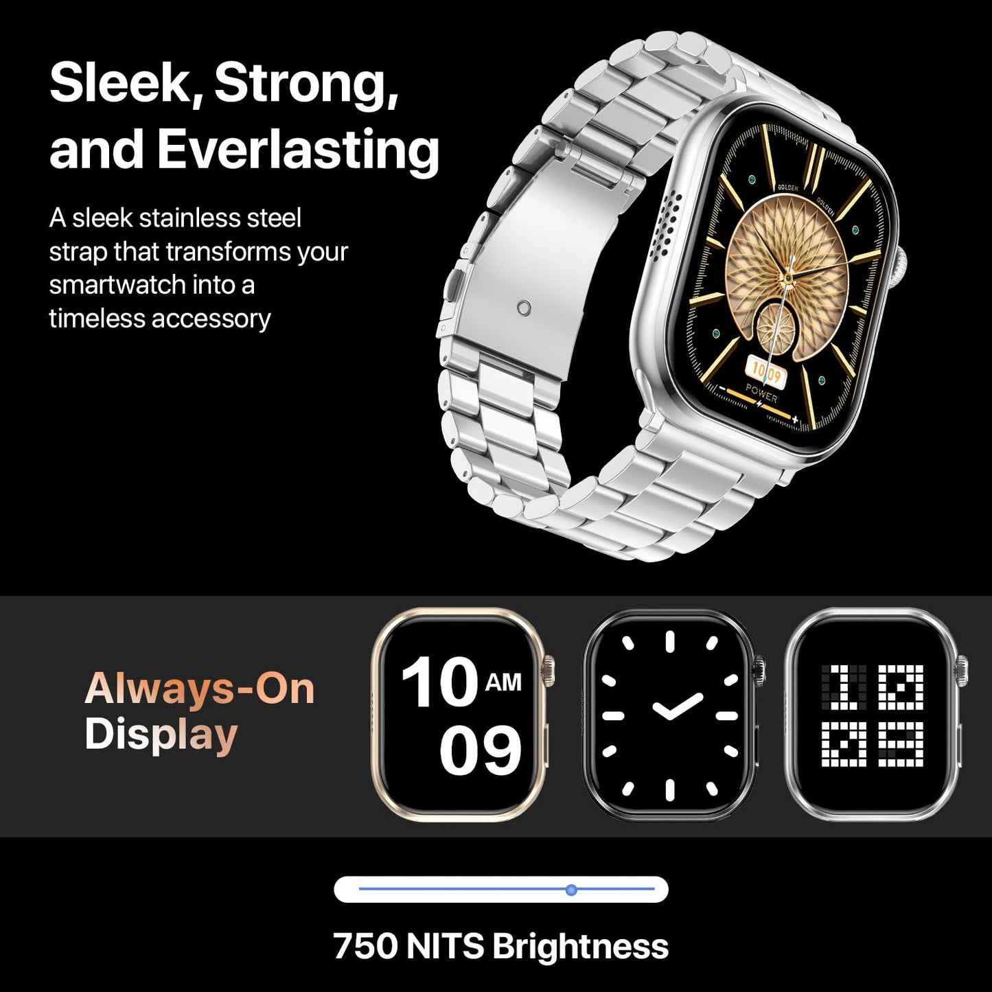 Fire-Boltt Brillia Pro Smart Watch with 51.3mm (2.02 inch) AMOLED Display, Bluetooth Calling, SpO2, Heart Rate Monitoring, 120+ Sports Modes, IP67 Waterproof, Long Battery Life (Black Wave)