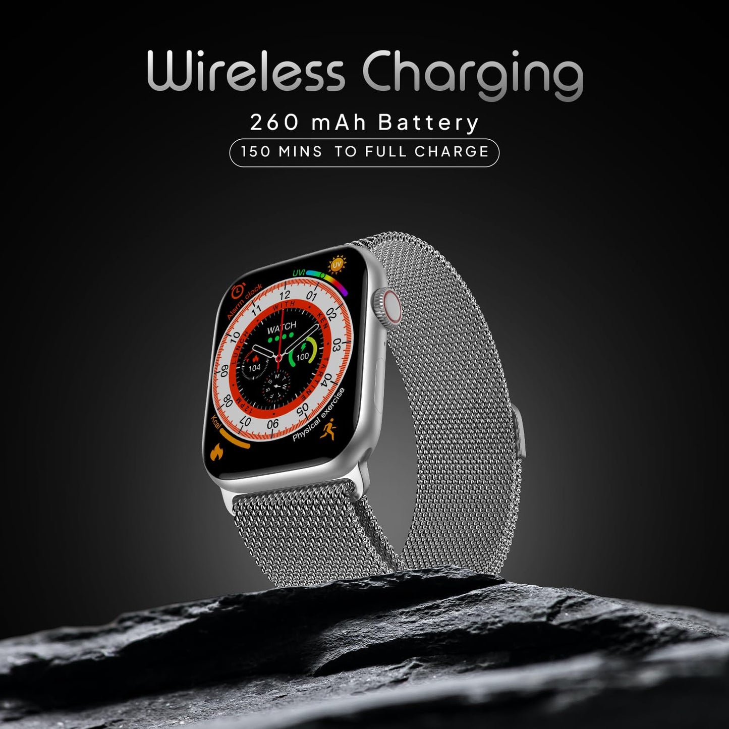 Boltt Newly Launched Vogue Large 2.05" Display Smart Watch, Always On Display, Wireless Charging, App Based GPS with Bluetooth Calling & 500+ Watch Faces (Loop Orange)