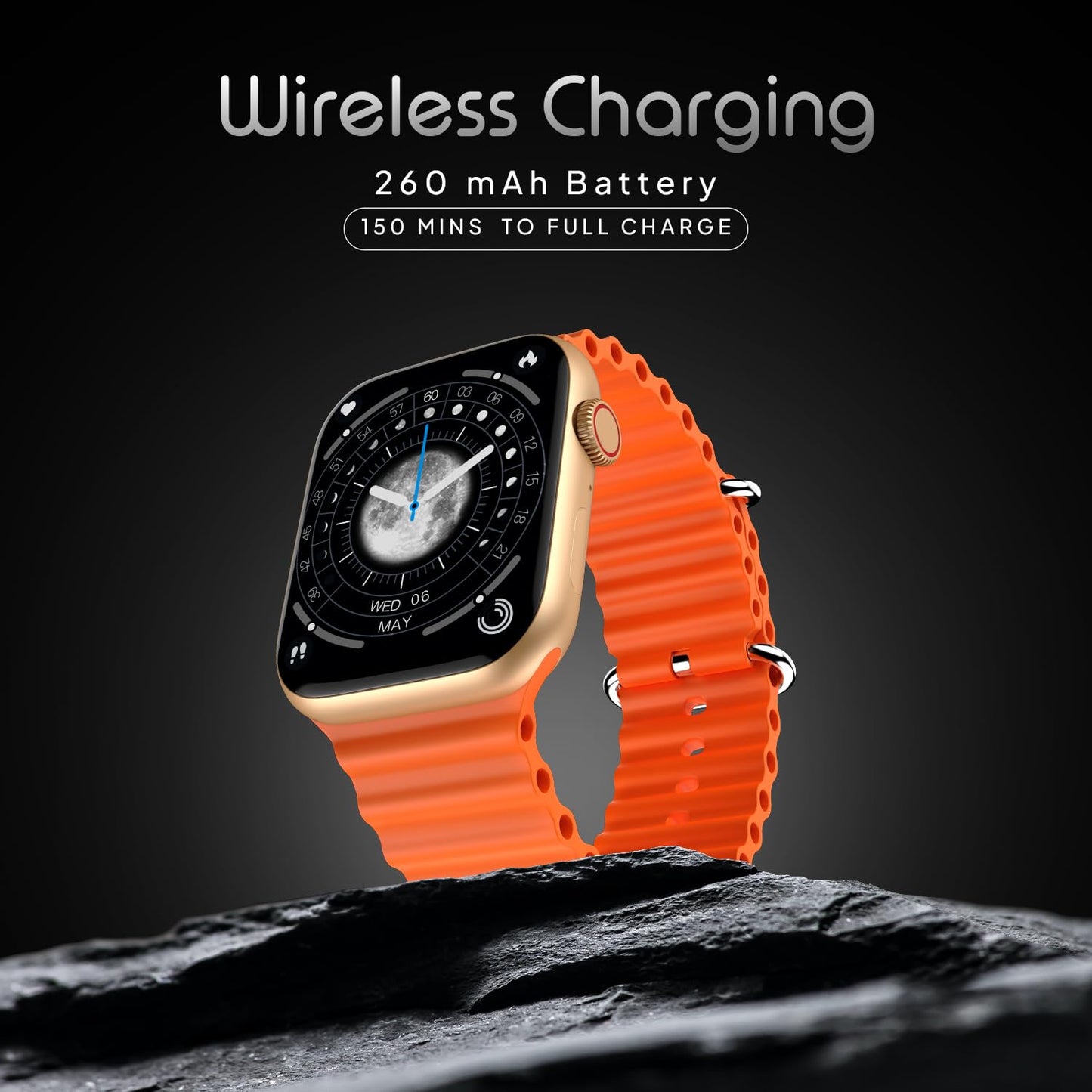 Boltt Newly Launched Vogue Large 2.05" Display Smart Watch, Always On Display, Wireless Charging, App Based GPS with Bluetooth Calling & 500+ Watch Faces (Loop Orange)