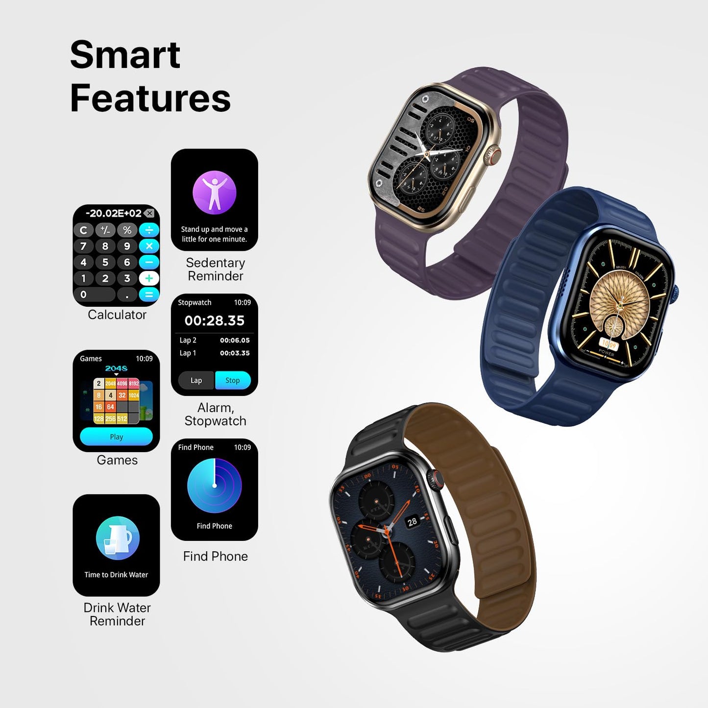 Fire-Boltt Brillia Pro Smart Watch with 51.3mm (2.02 inch) AMOLED Display, Bluetooth Calling, SpO2, Heart Rate Monitoring, 120+ Sports Modes, IP67 Waterproof, Long Battery Life (Black Wave)