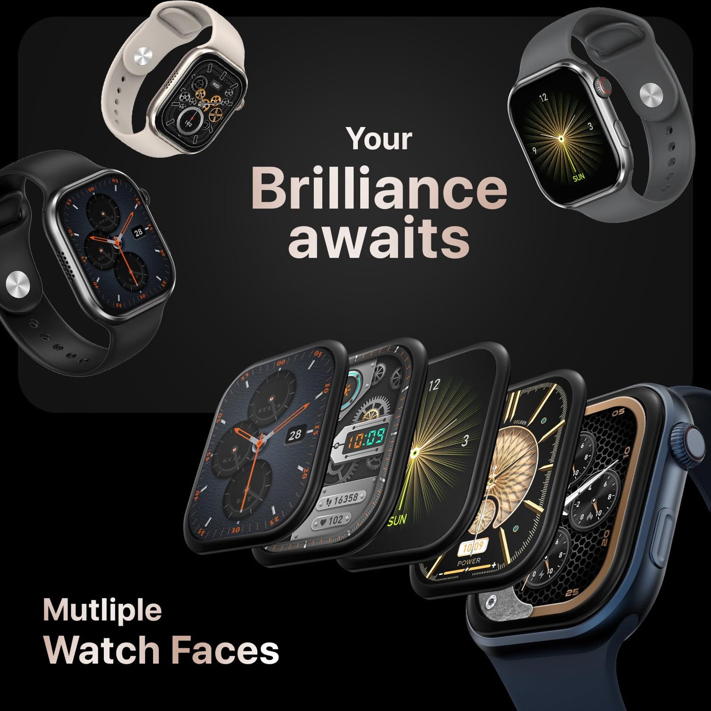 Fire-Boltt Brillia Pro Smart Watch with 51.3mm (2.02 inch) AMOLED Display, Bluetooth Calling, SpO2, Heart Rate Monitoring, 120+ Sports Modes, IP67 Waterproof, Long Battery Life (Black Wave)