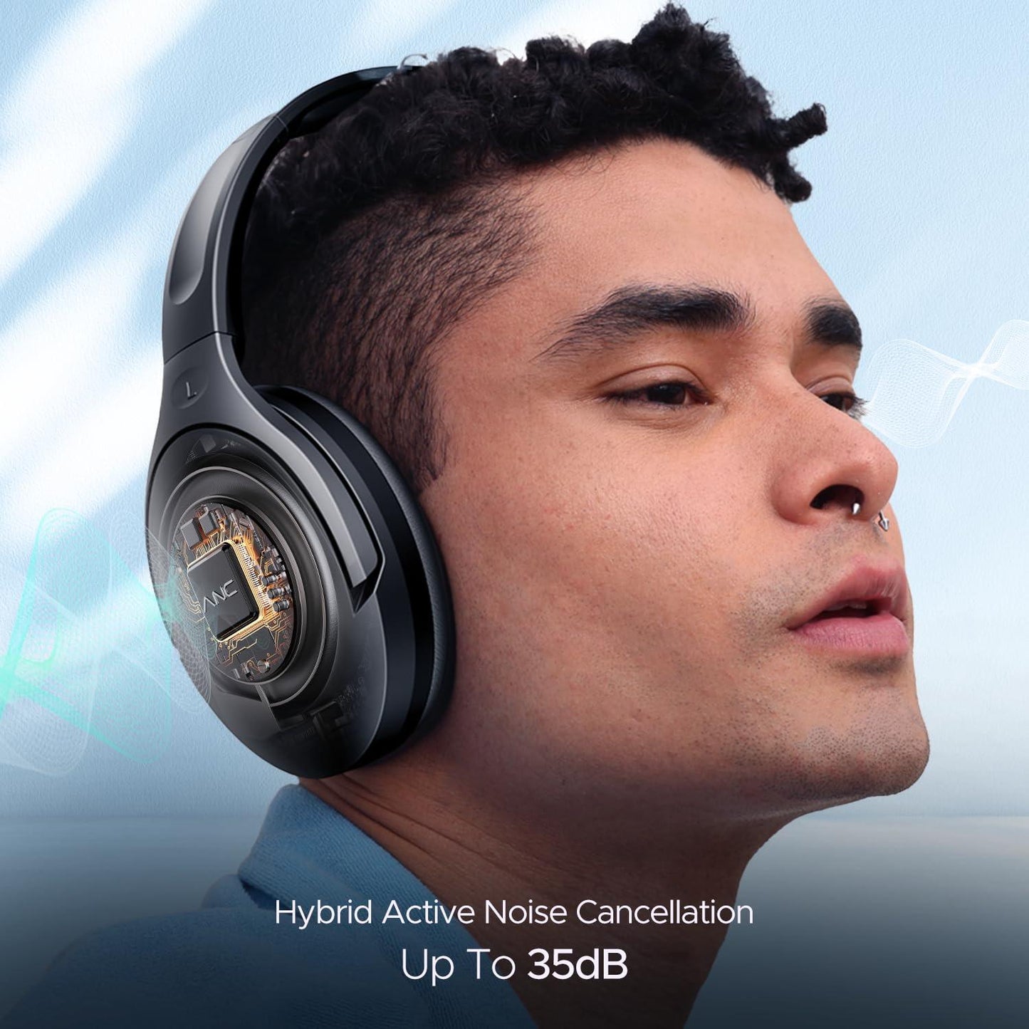 boAt Rockerz 551ANC Hybrid Active Noise Cancellation Headphones with Up to 100H Playtime, ASAP™ Charge, Ambient Sound Mode &Dual EQ Modes, ENx™ Technology(Stellar Black) - Nalanda Enterprises